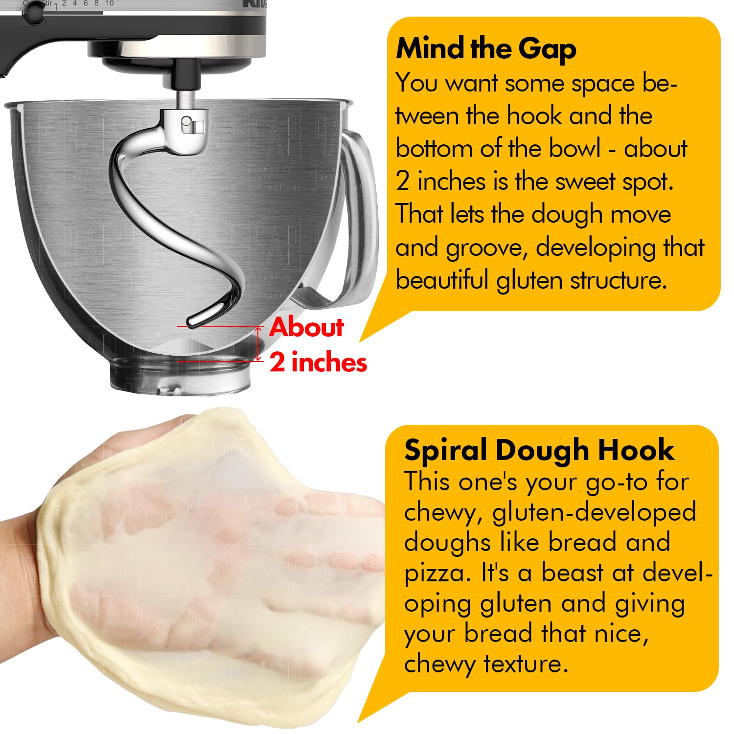 Stainless Steel Spiral Dough Hook,Accessories And Attachments For Kitchenaid Mixers, Fit 6 Qt Tulip Shaped Bowl