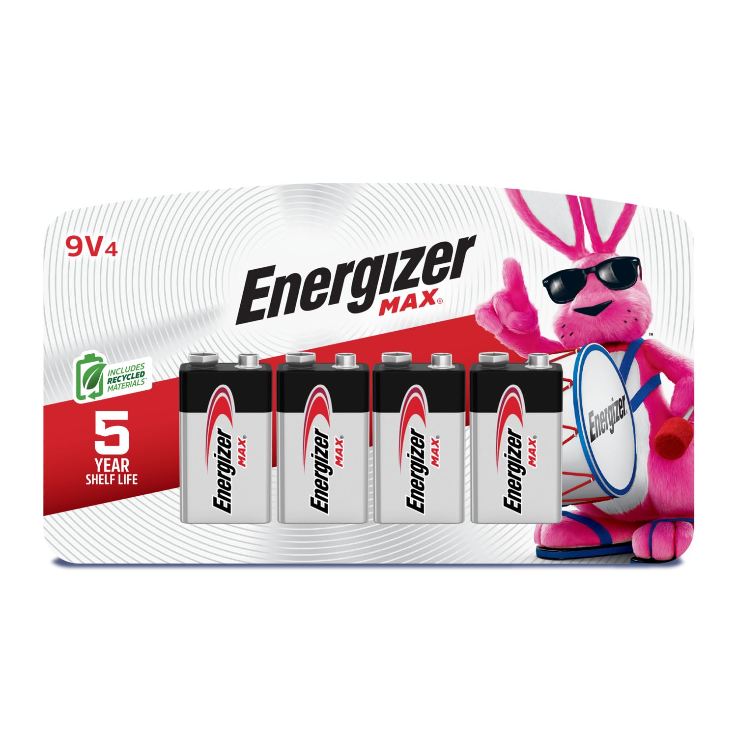 Energizer Max 9V Batteries (4 Pack), 9 Volt Alkaline Batteries