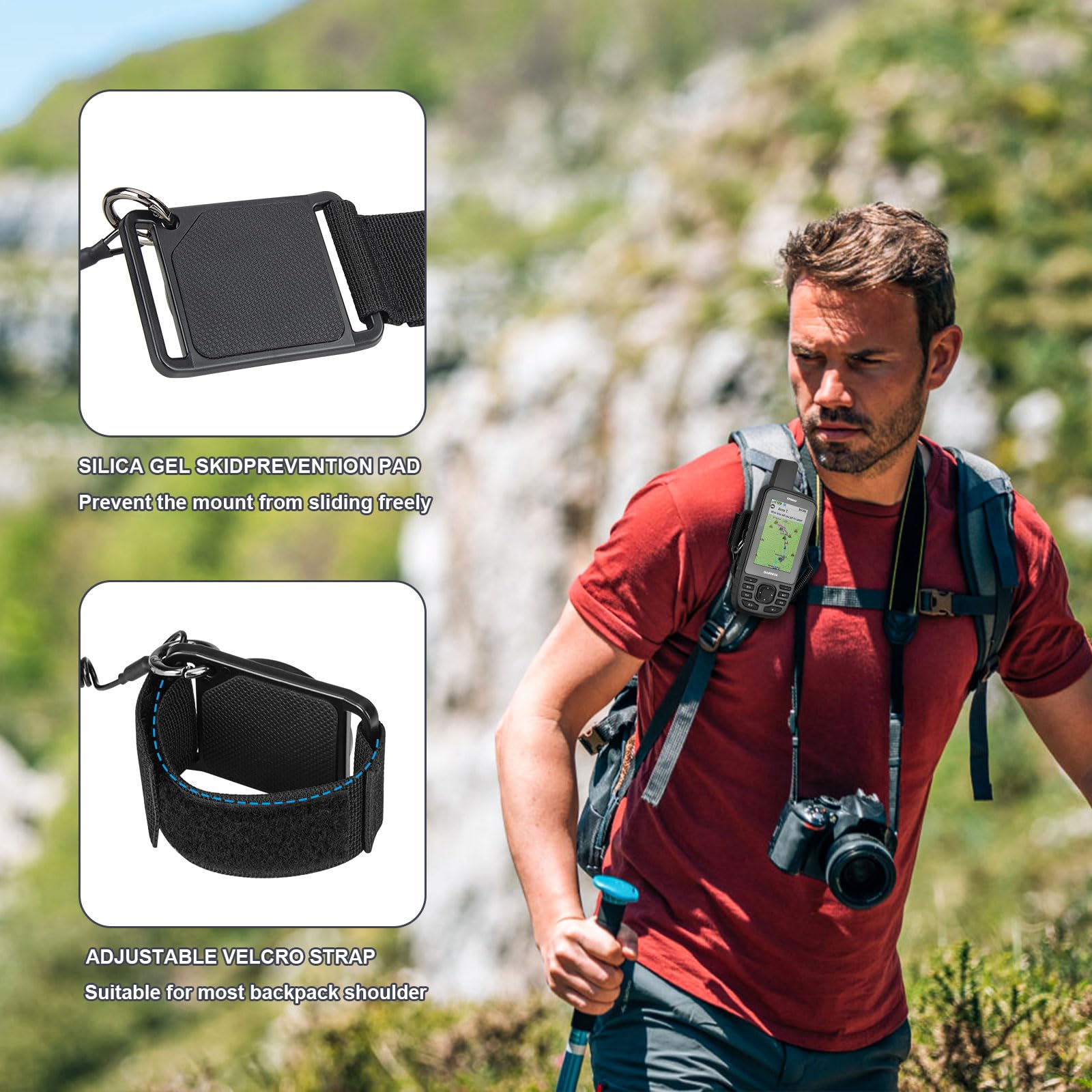 Iguerburn Backpack Tether For Garmin Handheld Gps Inreach/Etrex/Rino/Alpha/Oregon/Gpsmap Series   Garmin Spine Mount Adapter Wit