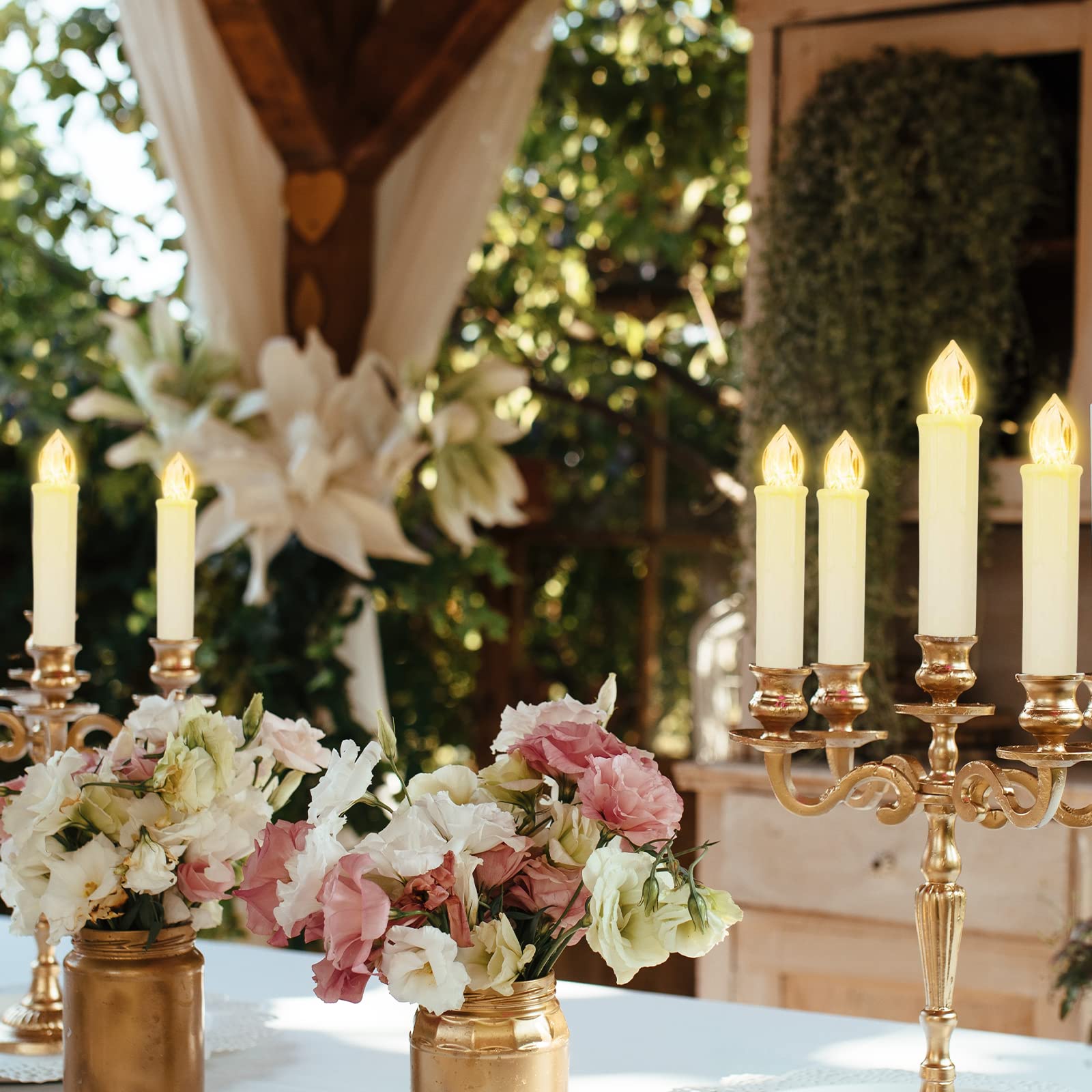 Josu Flameless Candles Christmas Decor, 12Pcs Led Flickering Lights Battery Operated With Remote Timer/Clips, Warm White Window