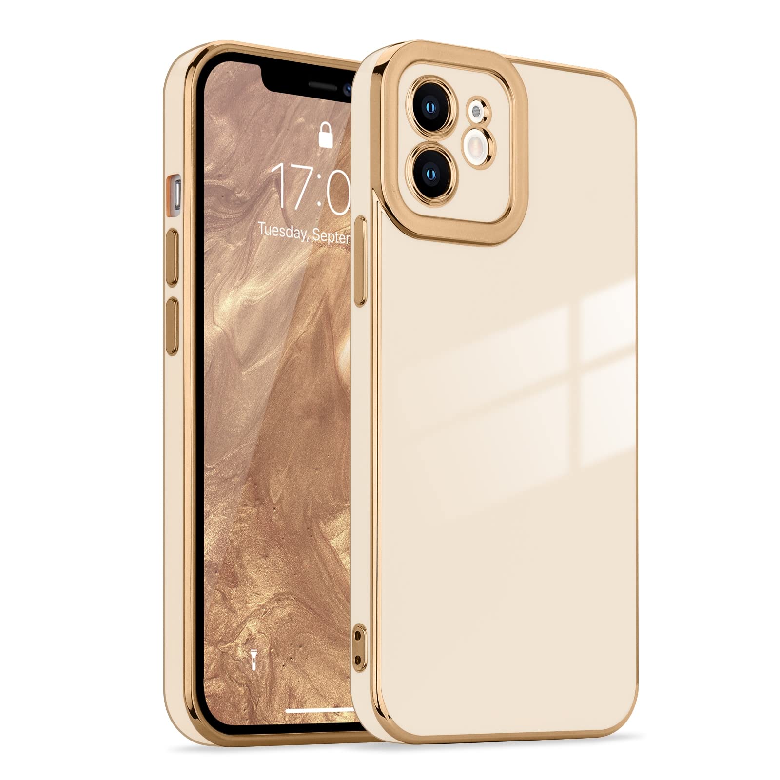 Lafunda Compatible For Iphone 11 Case,Plating Cases For Women Girls Luxury Cute Electroplated Golden Edge,Shockproof Tpu Bumper