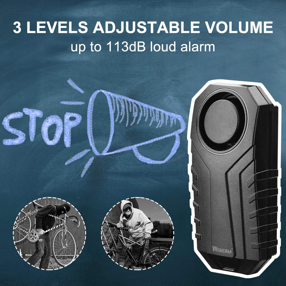 Wsdcam 113Db Bike Alarm Wireless Vibration Motion Sensor Waterproof Motorcycle Alarm With Remote
