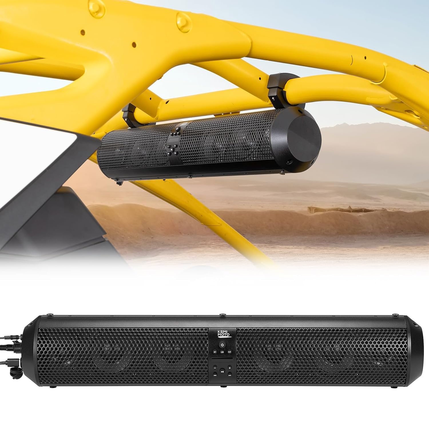 Kemimoto Utv Sound Bar 28-Inch 6 Speakers Sxs Sound Bar Wireless Control Bluetooth-Compatible X3 Speakers Compatible With Polari