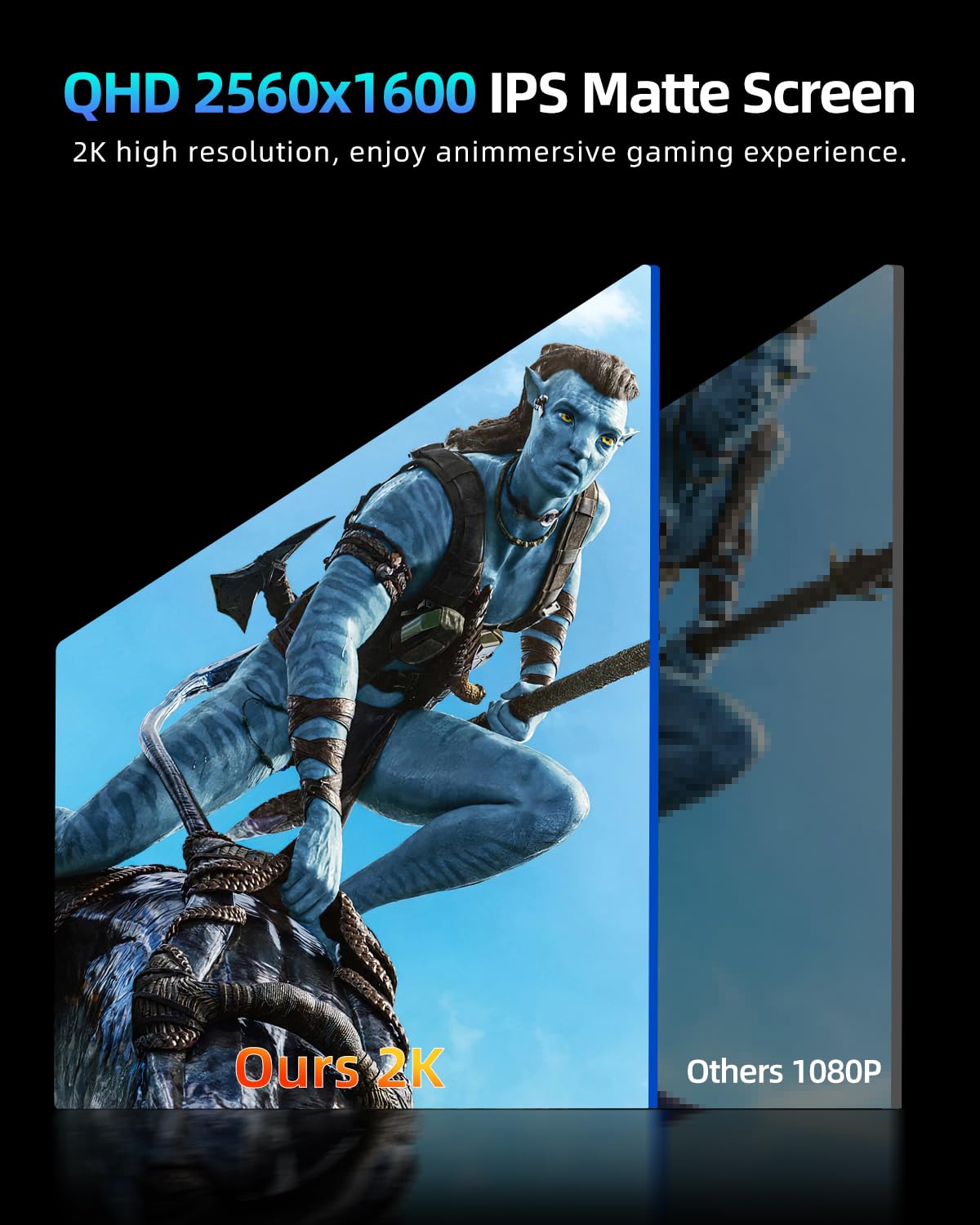 Uperfect 2K 144Hz Portable Gaming Monitor 18'' 2560X1600 Qhd 100% Dci P3 Freesync Hdr Laptop W/Vesa, Frameless Matte Ips Eye Car