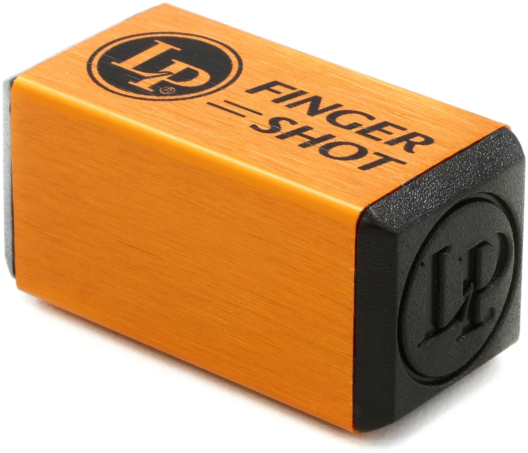 Lifeprint Shaker, Finger Shot   Mini One Shot Shaker, Aluminum, Orange/Black, Shaker For Hand Percussion, Includes Elastic Ribbons