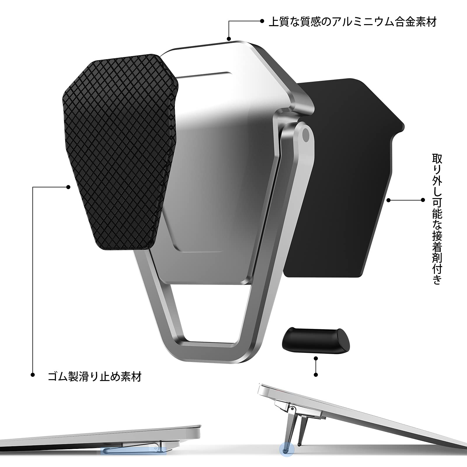 Suntaiho Portable Invisible Laptop Stand, Mini Aluminum Cooling Pad,Computer Keyboard Mount Kickstand,Ergonomic Lightweight Lapt