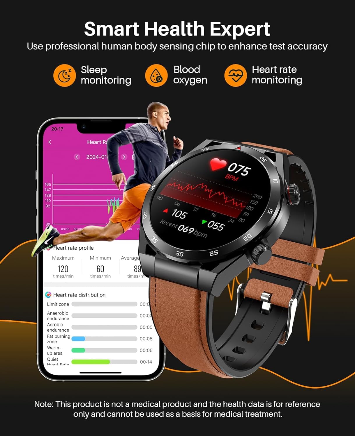 Smart Watch, Smart Watch With Bluetooth Call, Fitness Watch With/Hr/Sleep, 1.39 '' Smartwatch For Men Women, Ip67 Waterproof For