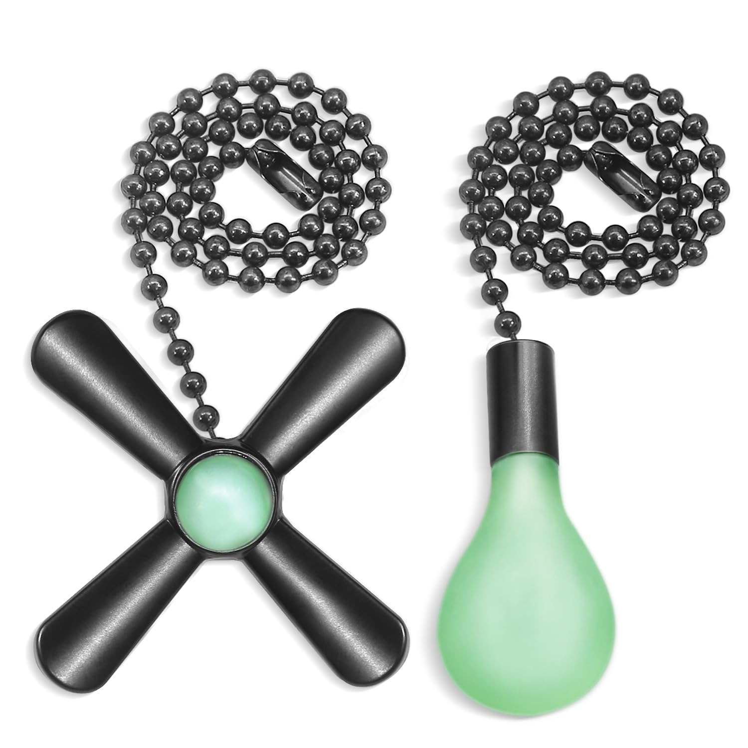 Dotlite Black Ceiling Fan Pull Chain Set, 2Pack 3Mm Diameter Beaded Fluorescent Decorative Pendant Extension, 12In Lighting & Fa
