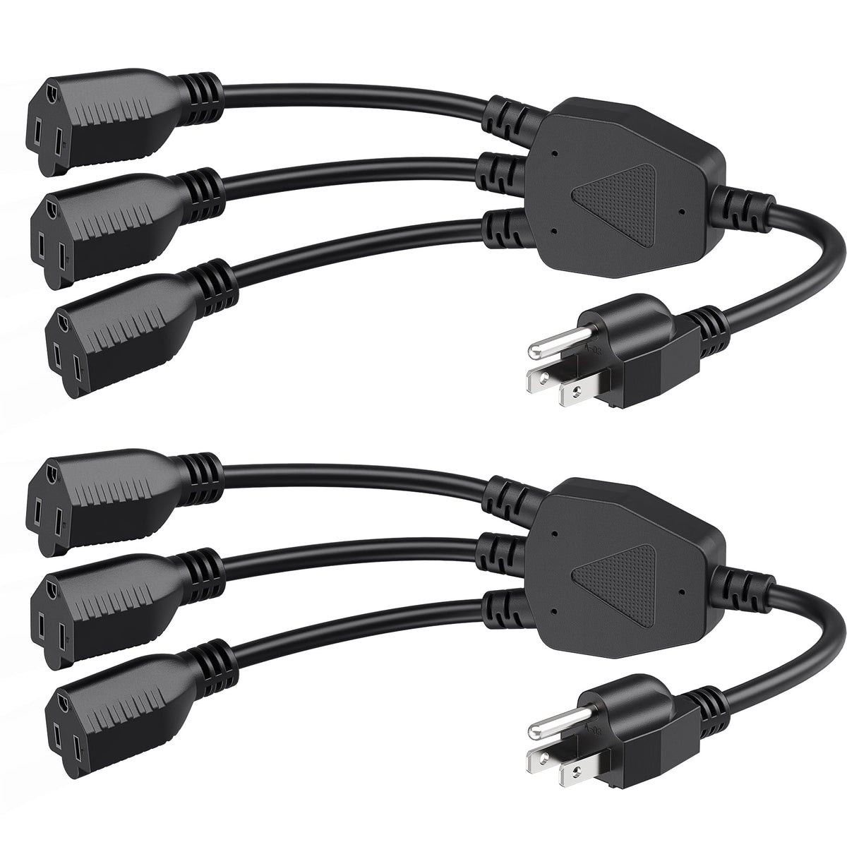 Cable Matters 2 Pack 3 Outlet Power Splitter Cord 1.5 Ft, Etl Listed ...