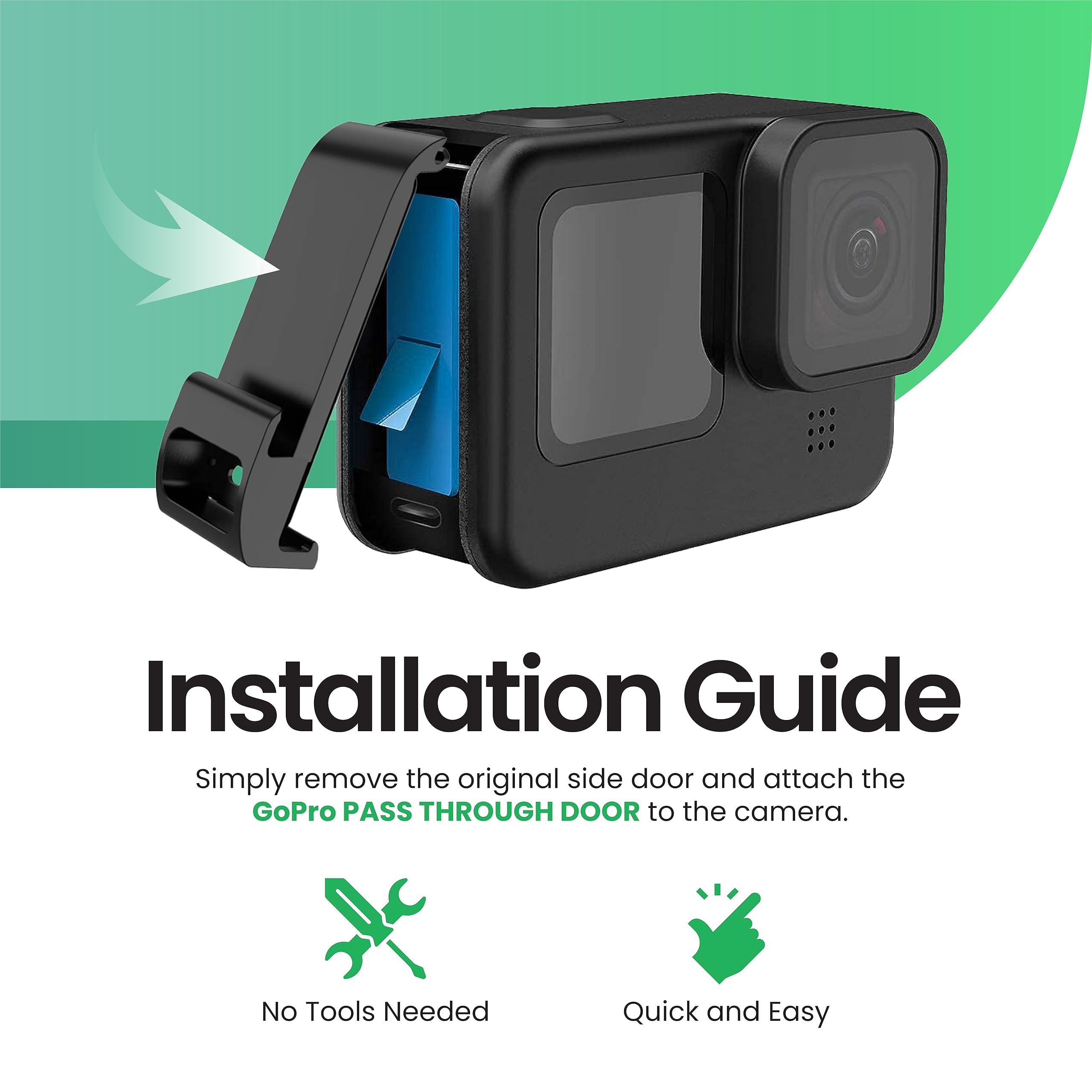 Yolotek Presents: Genuine Weather Resistant Usb Pass Through Door For Gopro Hero 12, 11, 10 & 9. Add External Power To Go Pro Ca