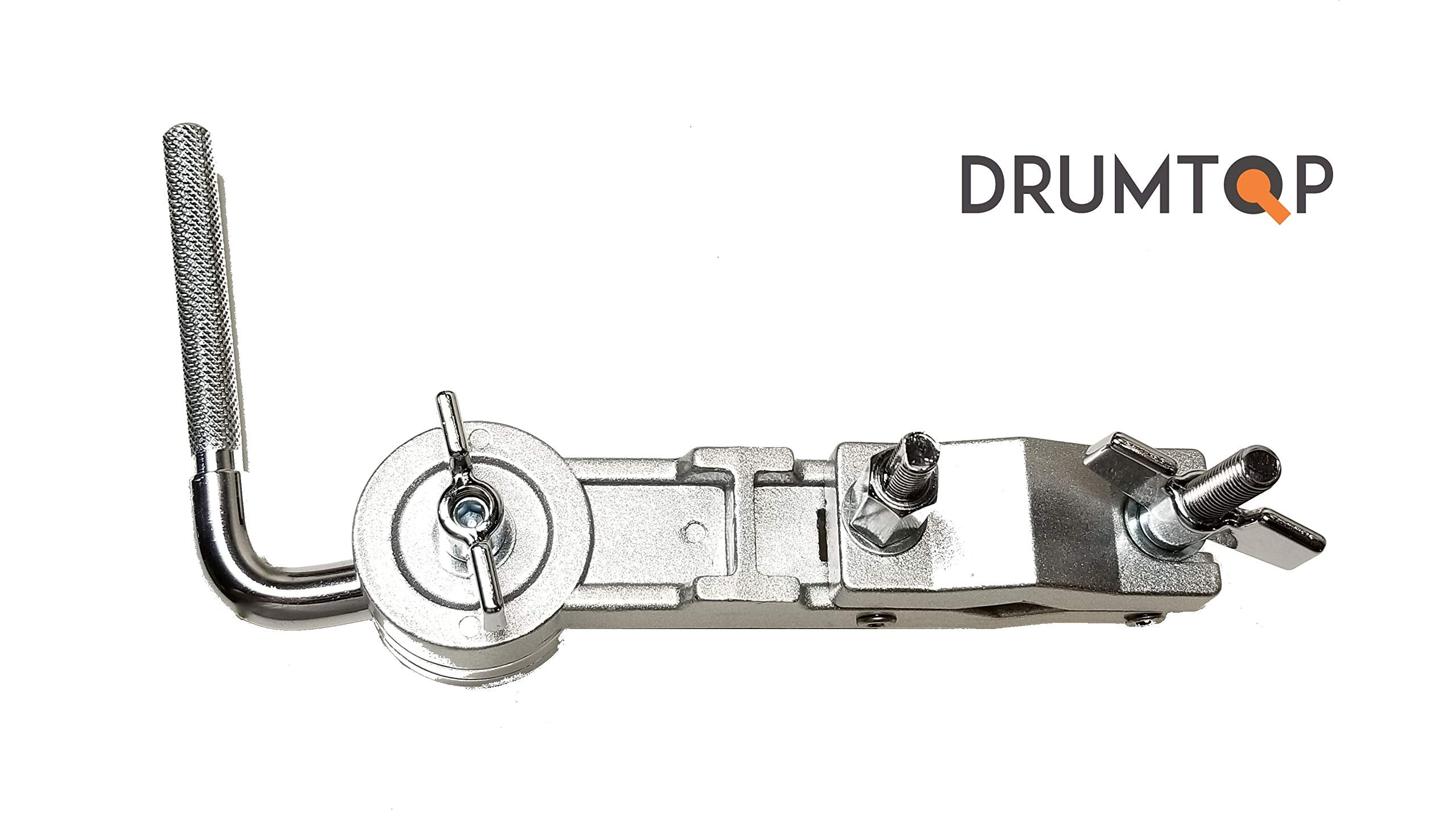 Deizang Cowbell Mount with L-Rod - Adjustable Steel Clamp for Drum Accessories - Silver - Model 4348140609