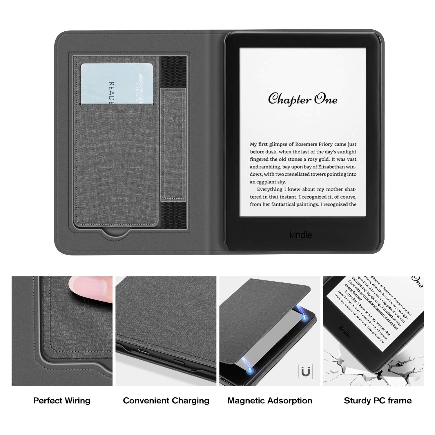 Ayotu Stand Case For Kindle 10Th Gen 2019 Released   Durable Cover With Auto Wake/Sleep, Lightweight Cover With Hand Strap, Grey