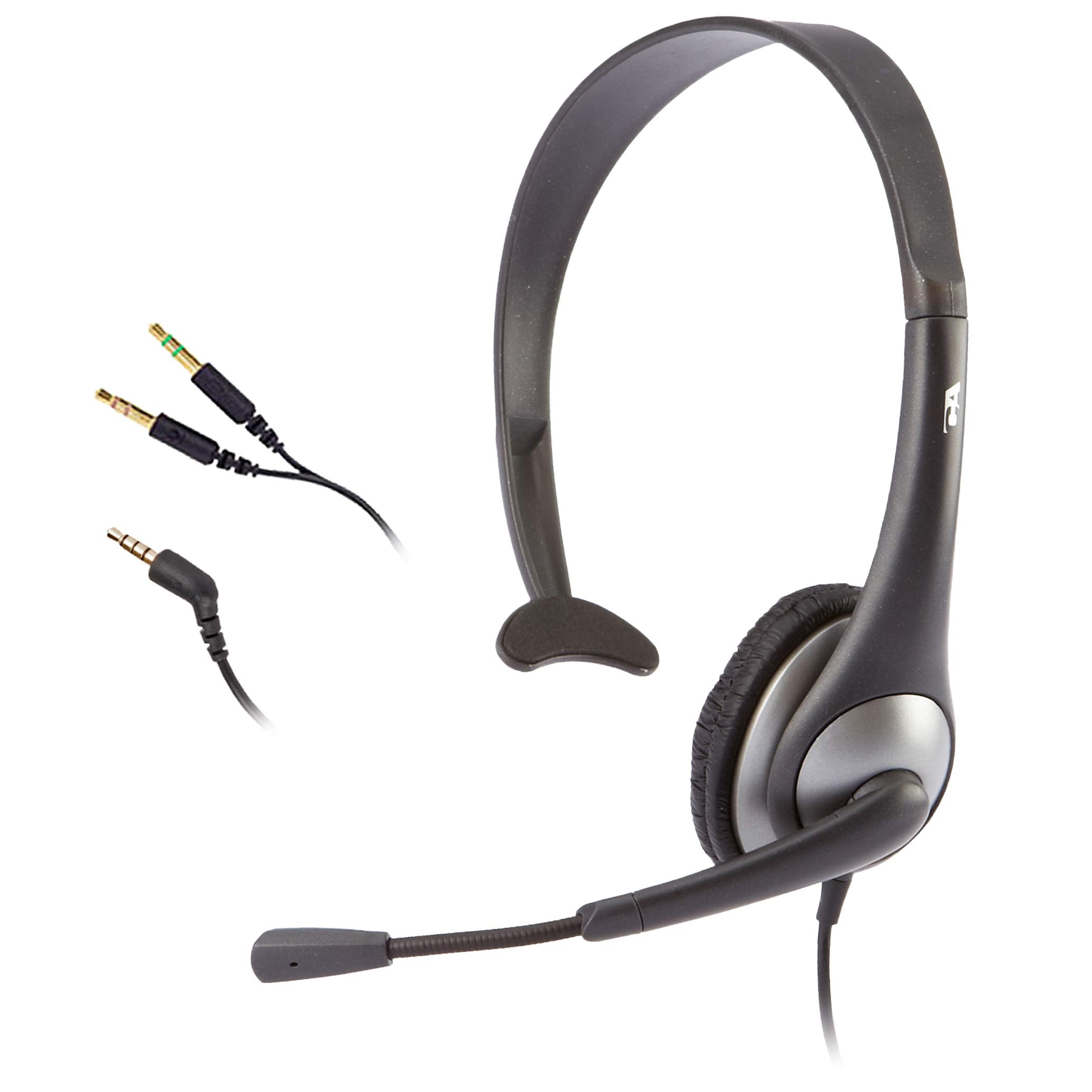 Cyber Acoustics Mono Headset, Headphone With Microphone, Great For K12 School Classroom And Education (Ac 104),Gray