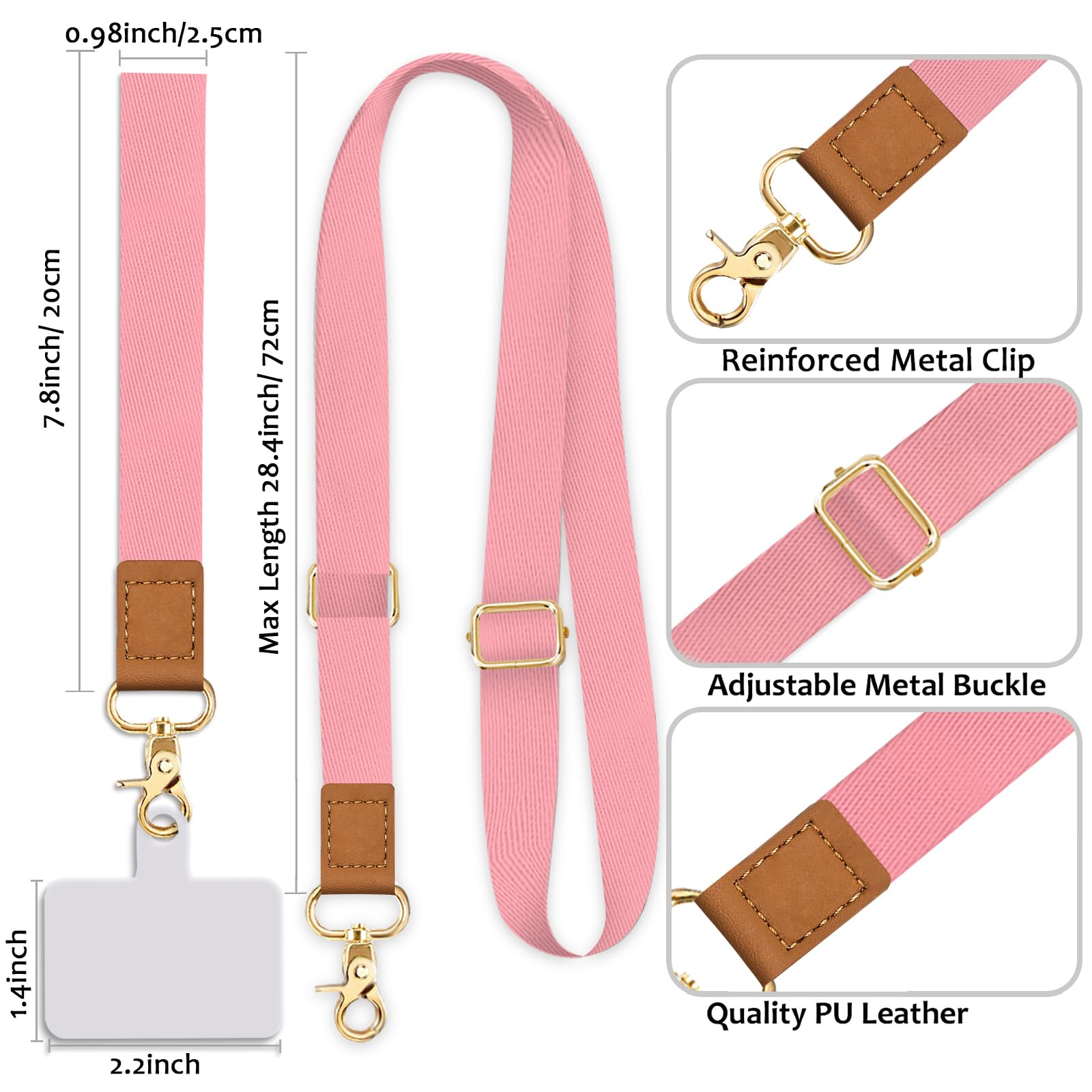 Yonlevres Phone Lanyard Crossbody Wrist Strap, Cell Phone Lanyards For Around The Neck Wristlet Adjustable Phone Strap, Solid Co