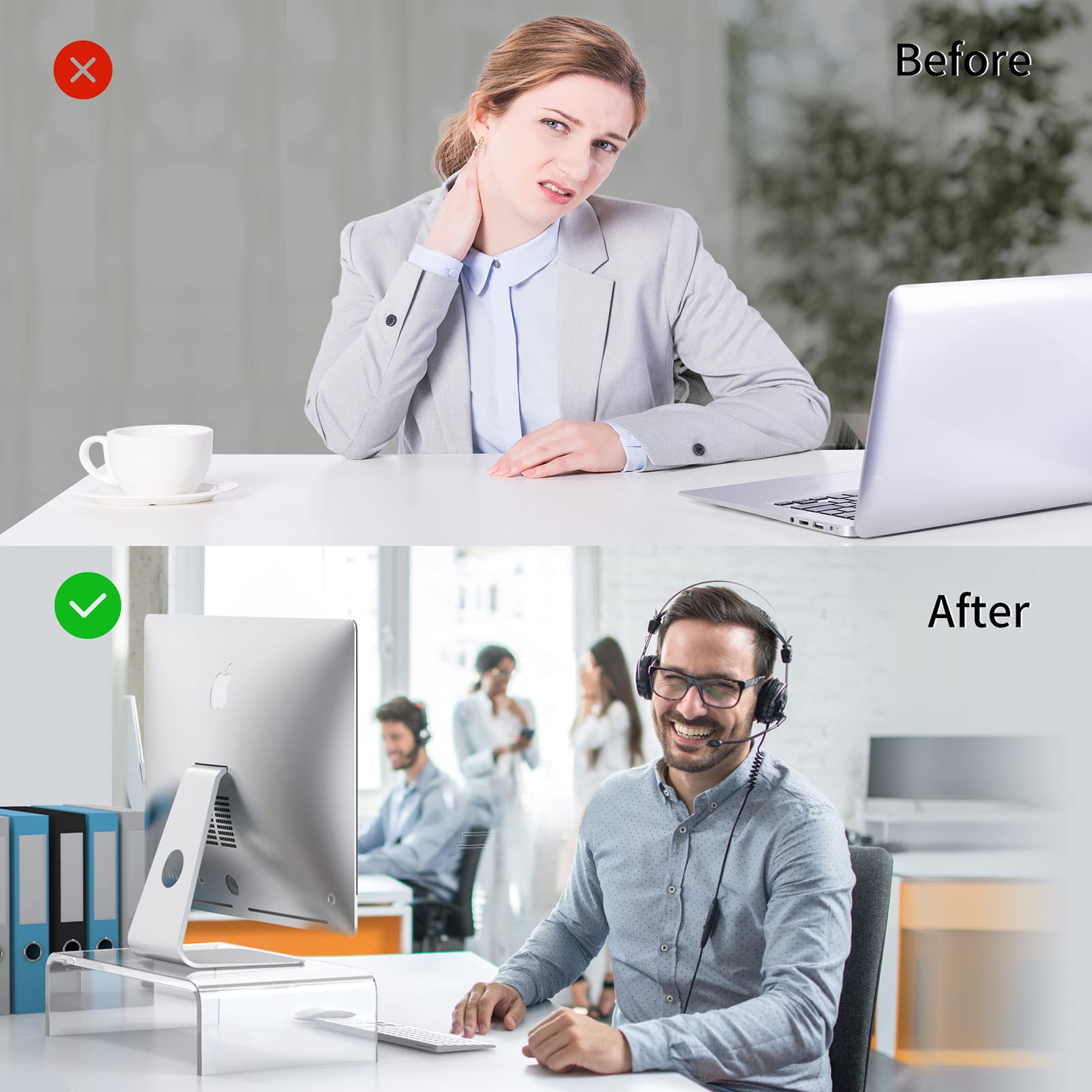 Beimu Acrylic Monitor Stand Riser Acrylic Laptop Stand Riser Pc Holder Clear Computer Monitor Stand For Desk White Laptop Stand