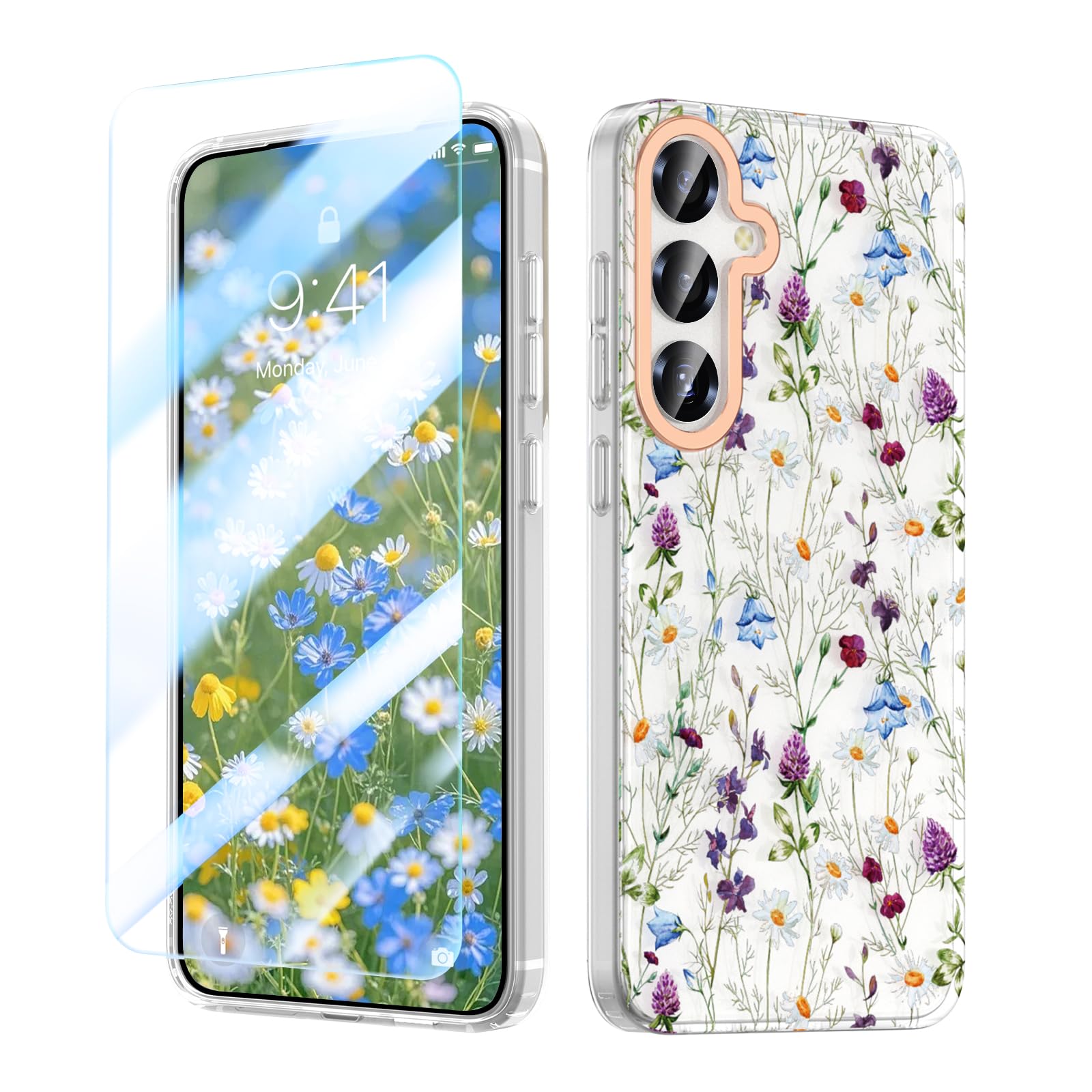 MILPROX for Samsung Galaxy S26 Plus Case 6.7 inch - Slim Fit Floral Cover, Elegant Feminine Daisy Flowers Design for Samsung S26