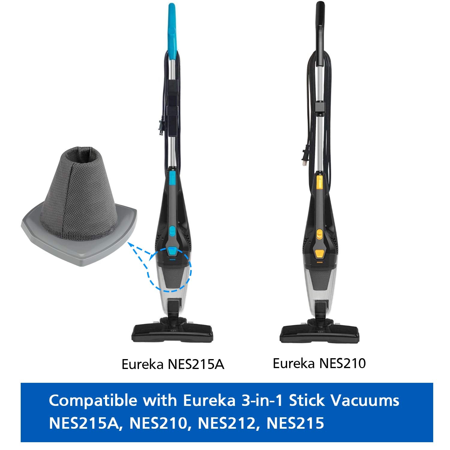 6 Pack Nes215A Vacuum Filter Set For Eureka Nes215A Blaze 3 In 1 Swivel Handheld & Stick Vacuum Cleaner, Nes210, Nes212, Nes215,