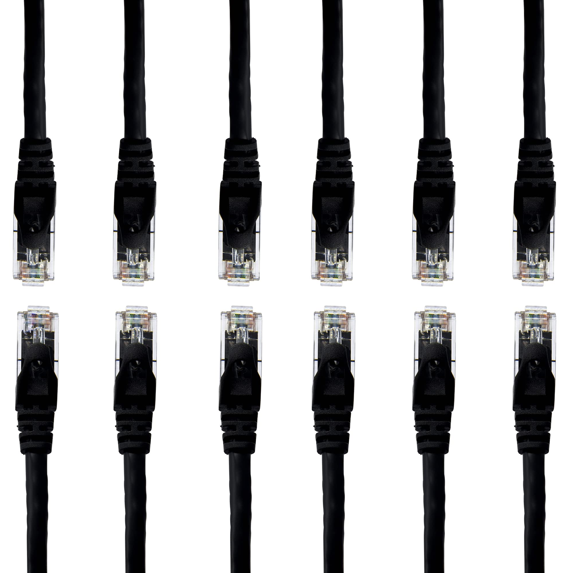 Newyork Cables Cat6 Ethernet Patch Cable 1 Ft (10 Pack), Snagless Cat6 Patch Cables For Data Centers, 10Gbps, 550Mhz Ethernet Cord, Bare Copper Network Patch Cables For Home And Enterprise  Black