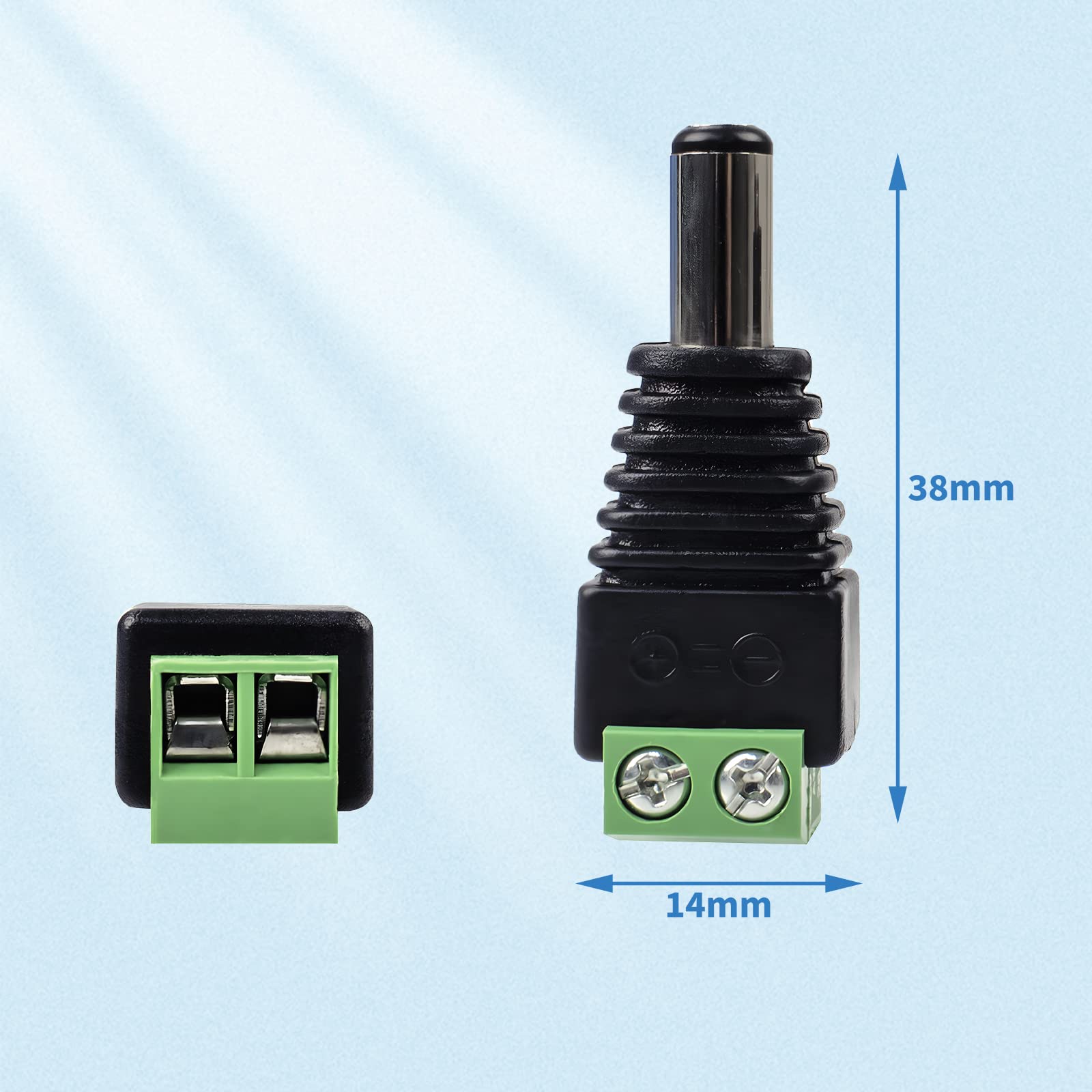 Centropower 20 Pieces Dc 12V 5A Male Plug Connector 5.5Mm X 2.1Mm