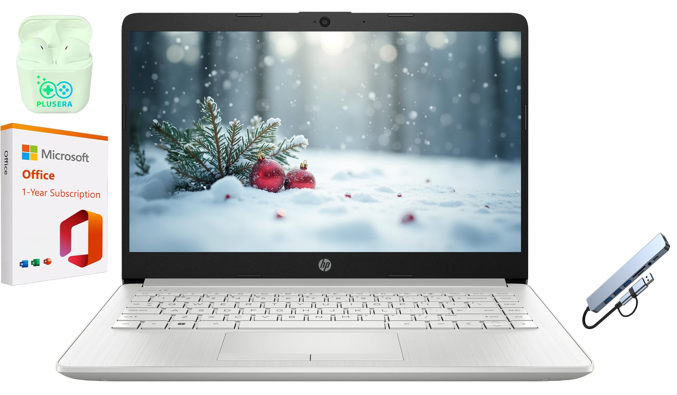 HP 14 Business Laptop Computer, 8GB RAM 320GB Storage (64GB eMMC+256GB Docking Station Set), Intel Quad-Core N4120, Windows 11 S