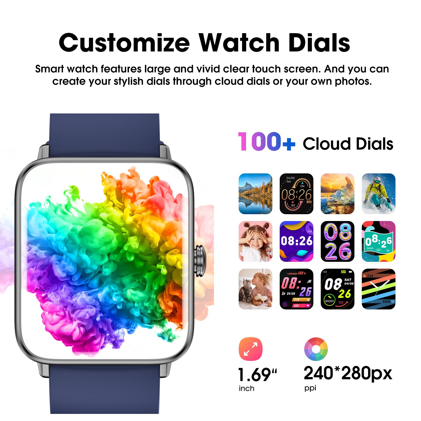 Smart Watch (Answer/Make Call) For Women Men, Fitness Tracker With Heart Rate, Blood Oxygen, Sleep Tracker, Ip68 Waterproof Fitn