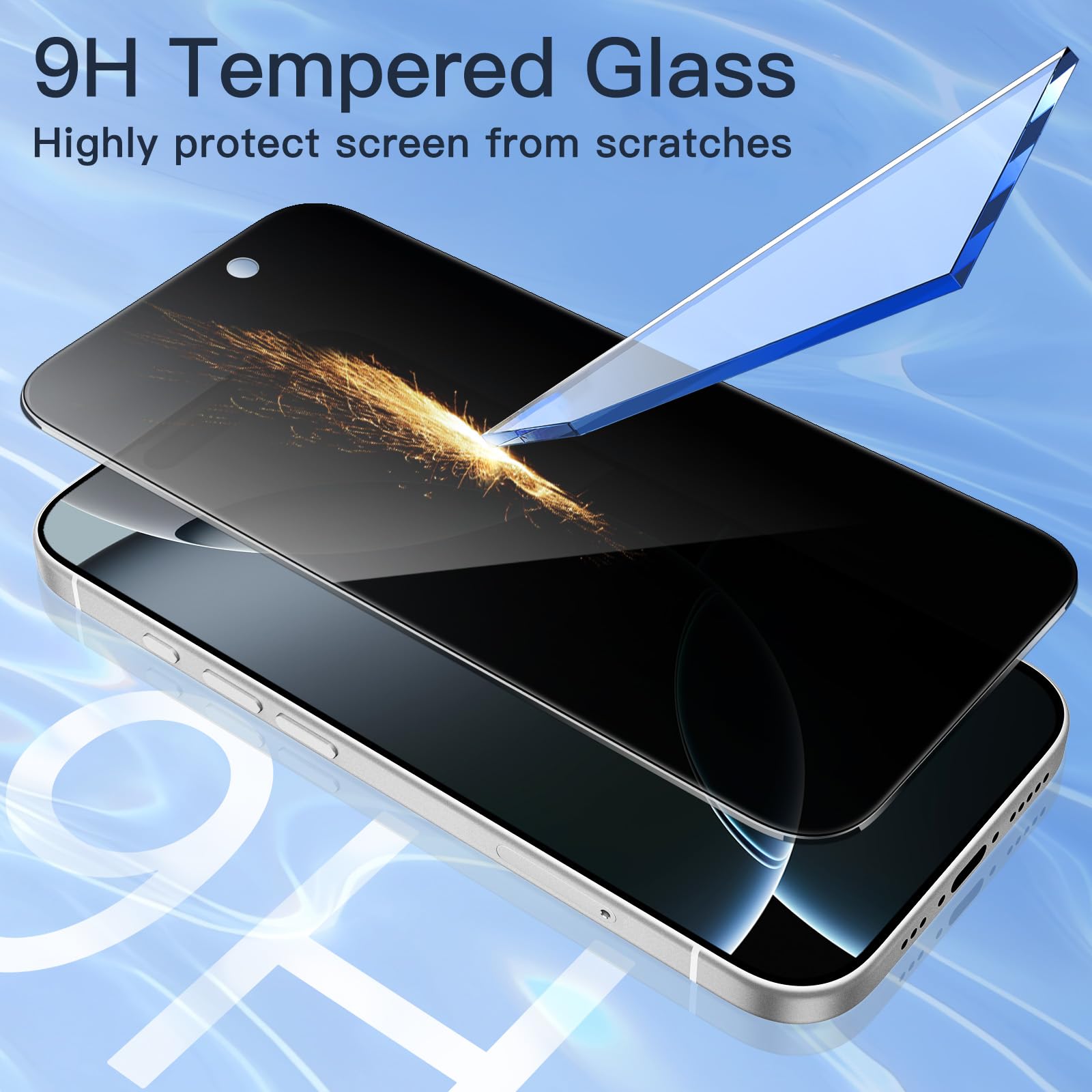 Jetech Privacy Screen Protector For Iphone 16 Pro 6.3 Inch, Anti Spy Tempered Glass Film With Easy Installation Tool, 2 Pack