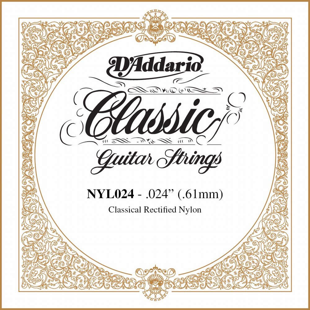 DAddario NYL024 Rectified Nylon Classical Guitar Single String,.024