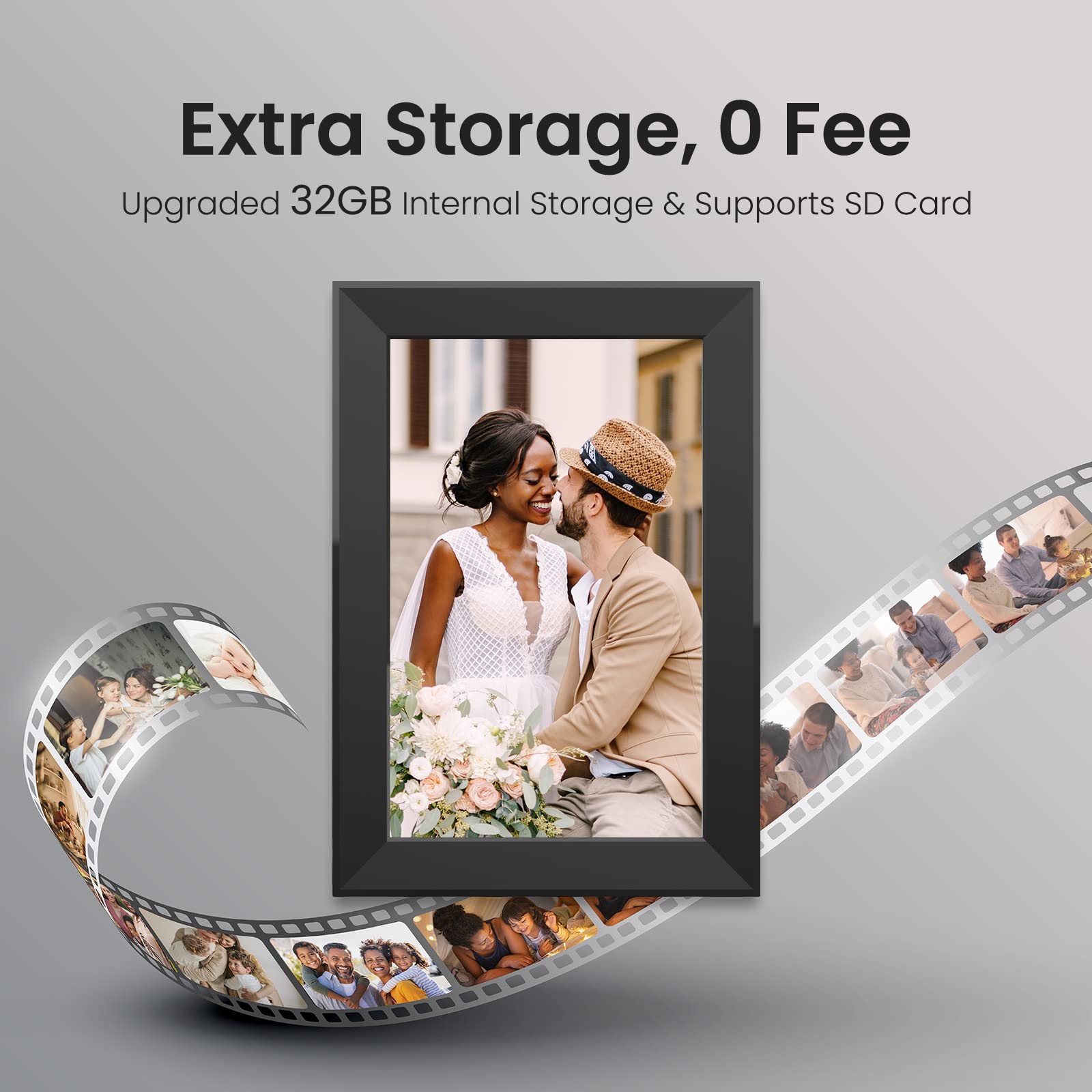 Skyrhyme 10.1 Inch Digital Picture Frame With 32Gb Storage, Frameo Wifi Digital Photo Frame, 1280 * 800 Ips Touch Screen, Auto R