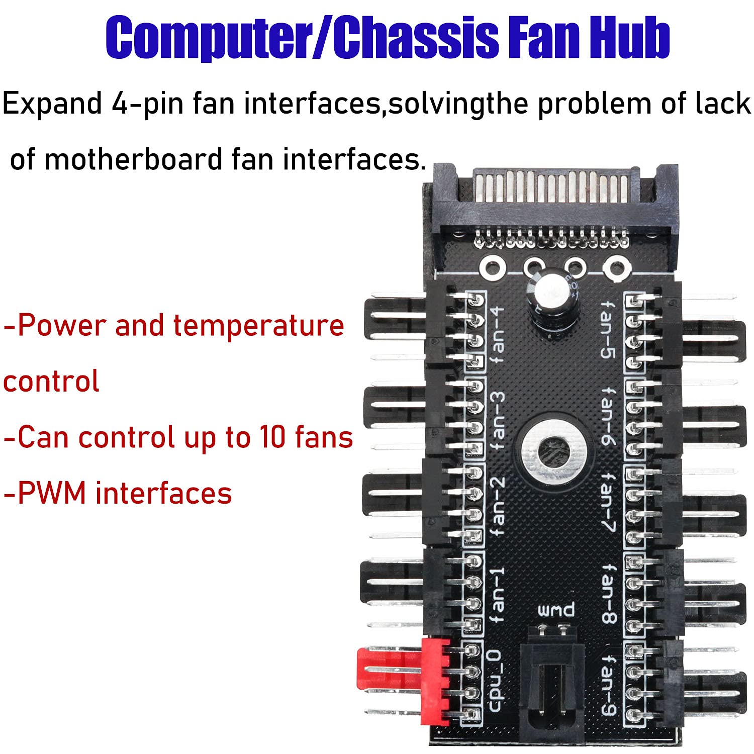 Lrong 1Pc Pc Chassis Fan Hub Cpu Cooling Hub Fan Pwm Hub Sata Controller Speed Controller