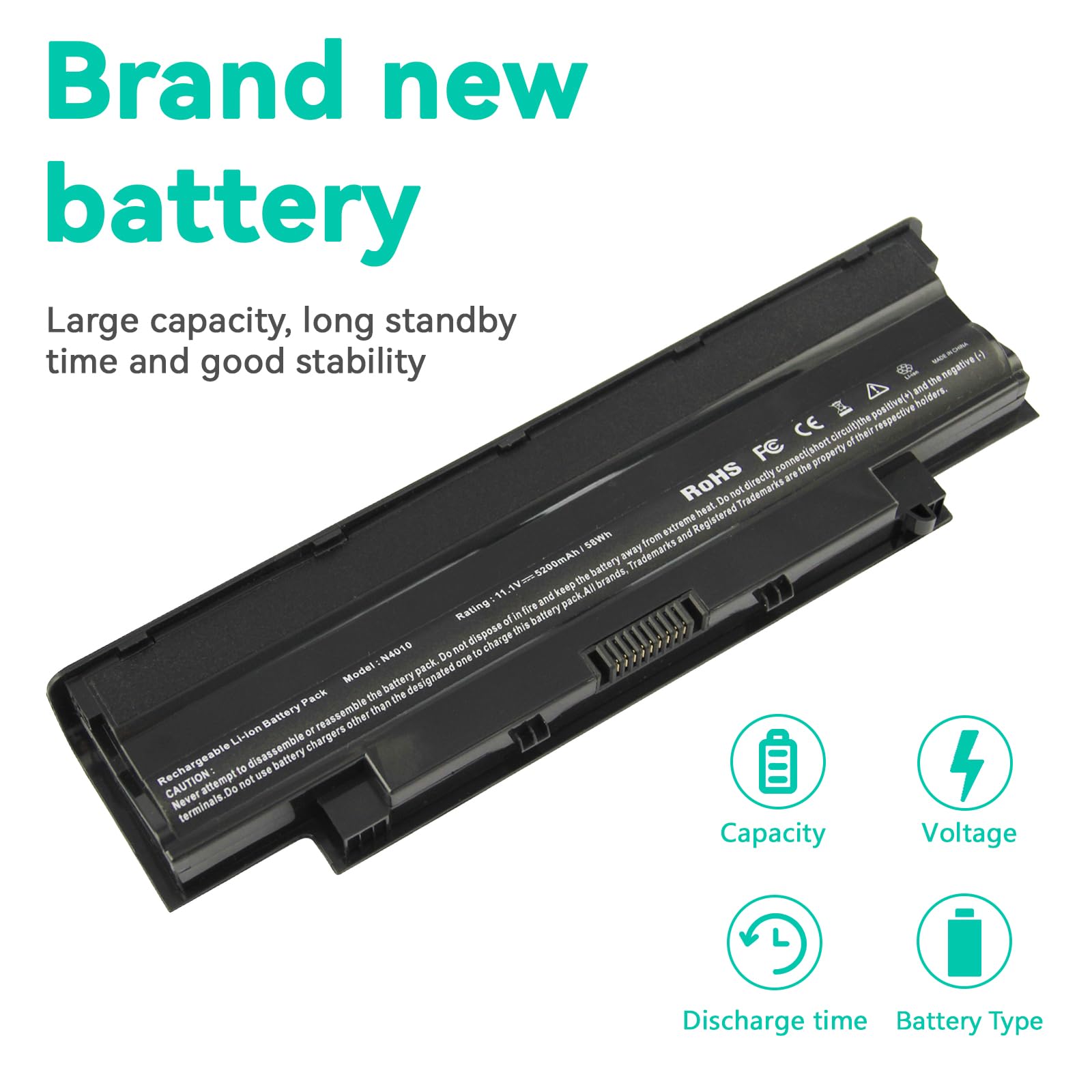 J1Knd 11.1V 58Wh Laptop Battery For Dell Vostro 3550 3450 1440 3750 Inspiron N7010 N7110 N5010 N5110 N5030 N5040 N5050 3520 N401