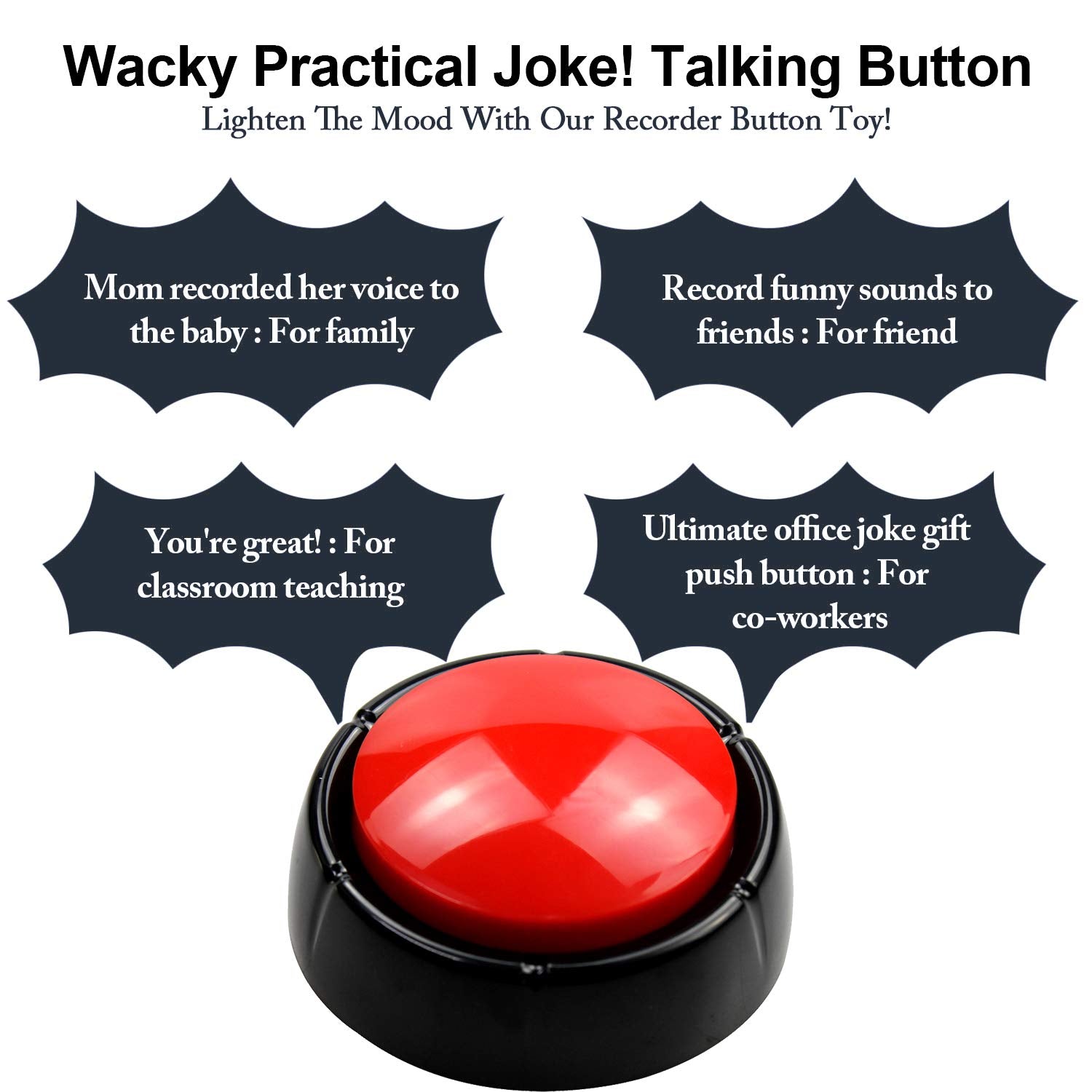 Cover Custom Record Talking Button Pet Button Easy Button Sound Button Recordable Recordable Button, Dog Training Buzzertalking