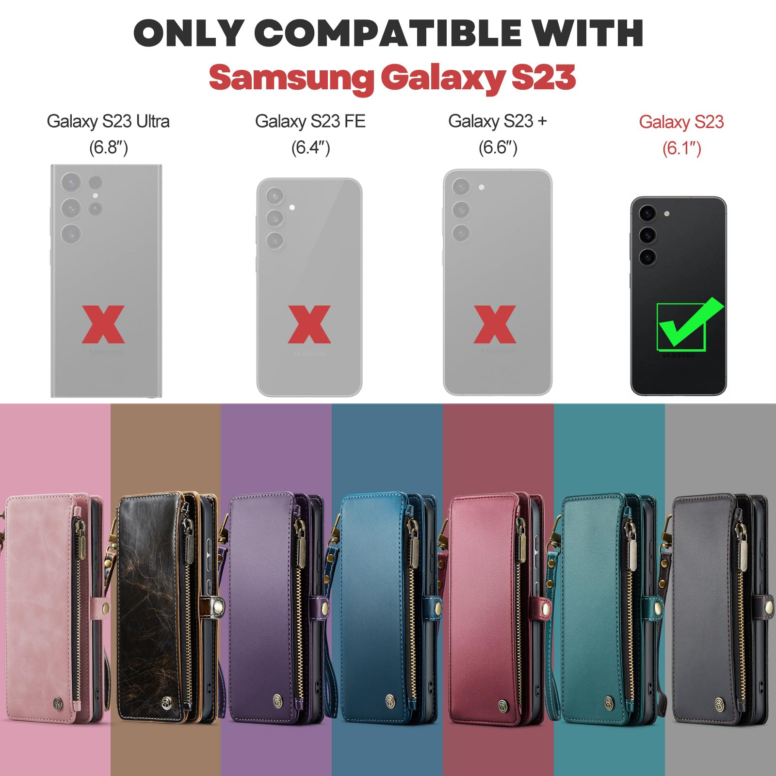 Defencase For Samsung Galaxy S23 Case, Rfid Blocking Galaxy S23 Case Wallet For Women Men With Card Holder, Durable Pu Leather M