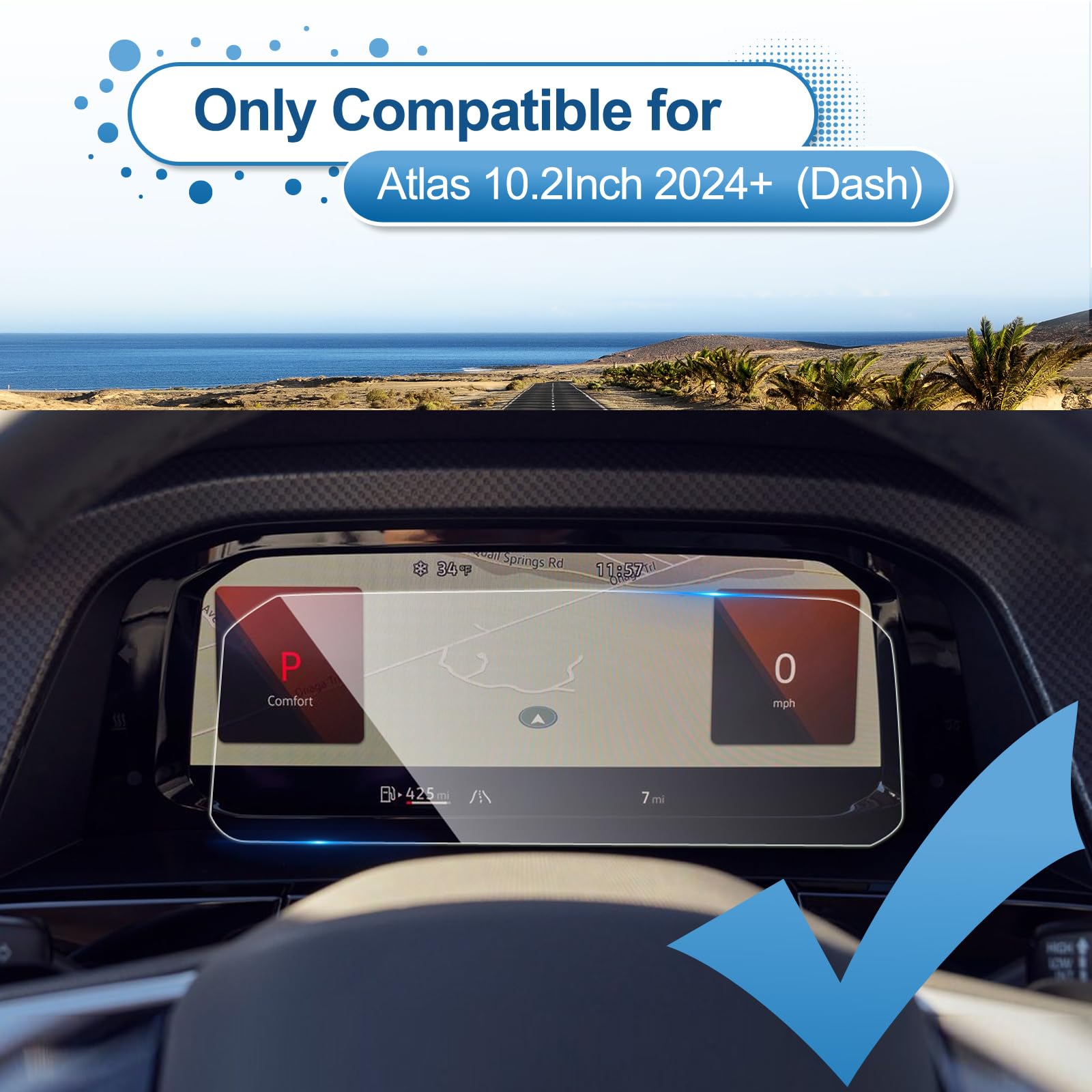 Coleya 2024 Atlas Dashboard Screen Protector For Vw Atlas (Se/Sel/Se With Technology/Sel Premium R Line) 10.2 Inch Touch Screen,
