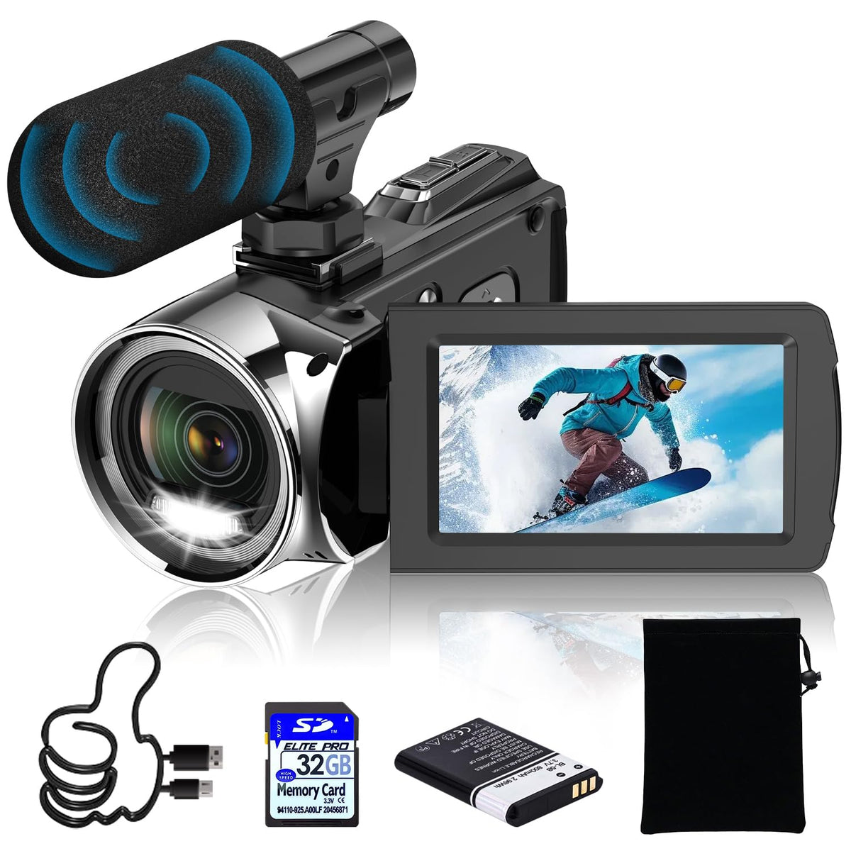 Weochi Video Camera Camcorder Hd 4K 48Mp Digital Cameras Recorder For Youtube Tiktok 3 Inch 270 Degree Rotation Screen 18X Zoom
