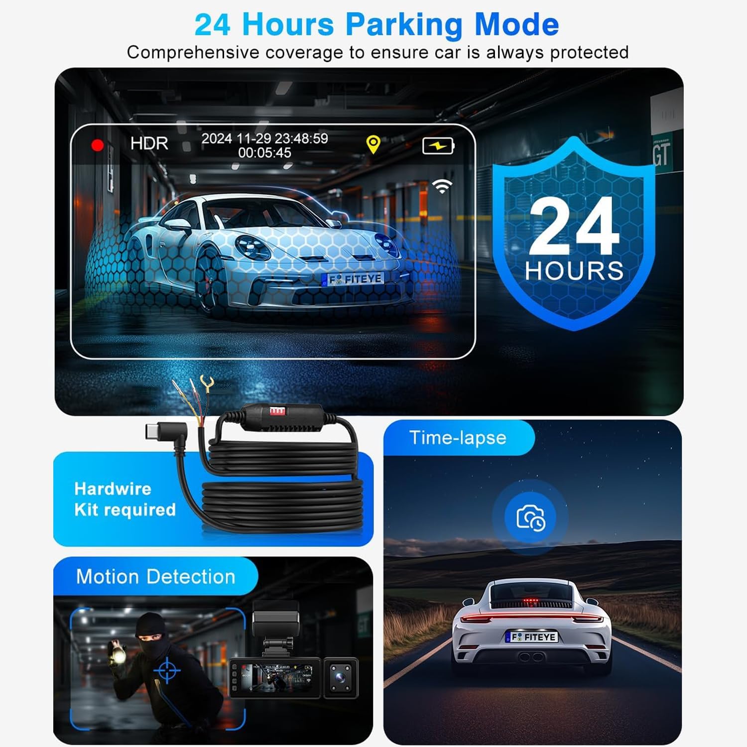 3 Channel 4K Dash Cam Front, 1080P Dash Camera Rear And Inside For Cars With 32Gb Card, G Sensor, 3.16 Ips Screen, 24Hr Parking,