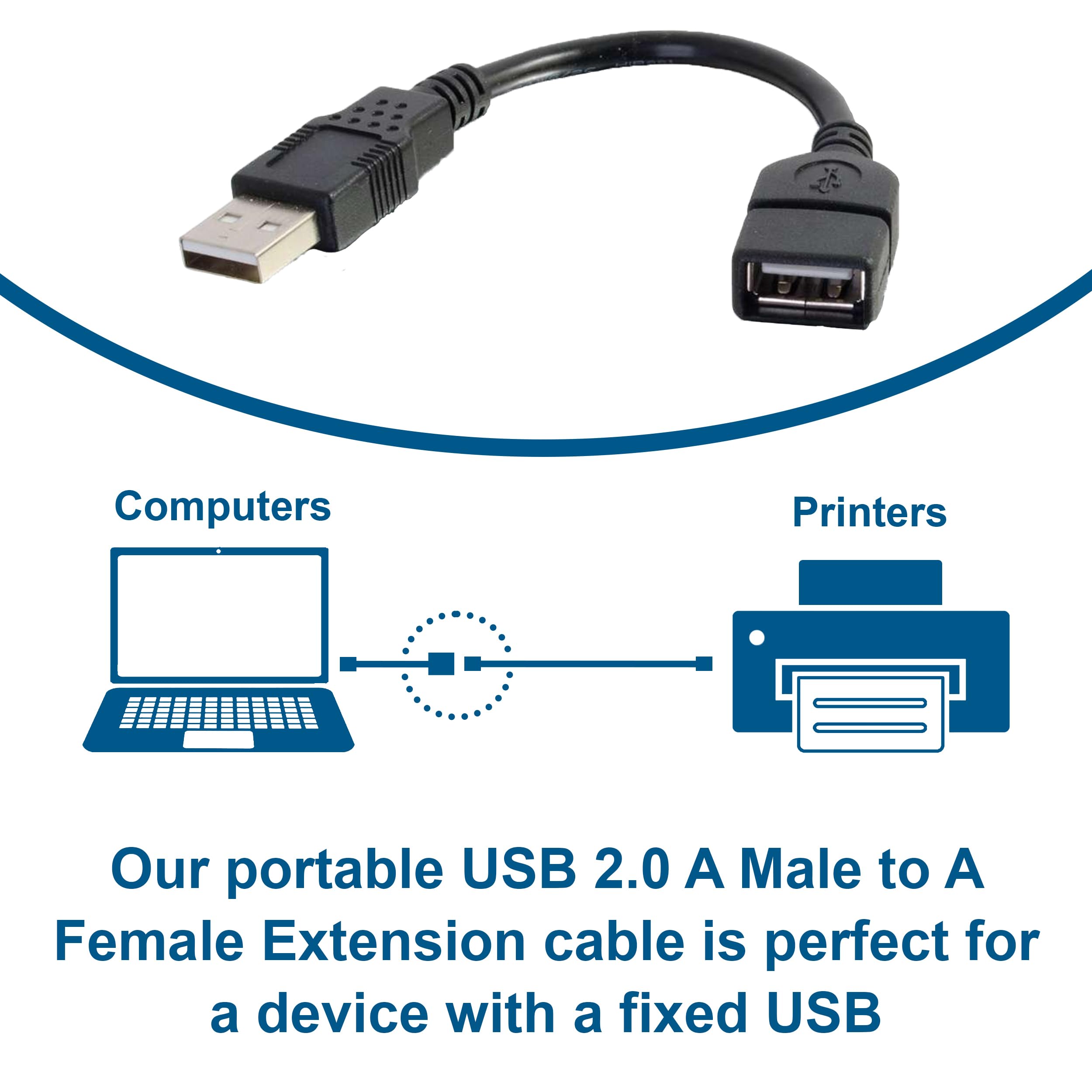 C2G Usb Short Extension Cable, Usb Cable, Usb A To A Cable, Black, 6 Inches, Cables To Go 52119
