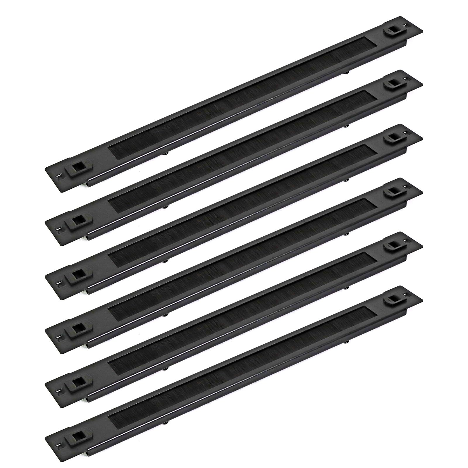 Aeons 1U Tool Less Brush Type Cable Management Horizontal Rack Mount Wie Manager Panel For 19 Inch Server Network Rack Enclosure, Hardware Included, Metal 6 Pack