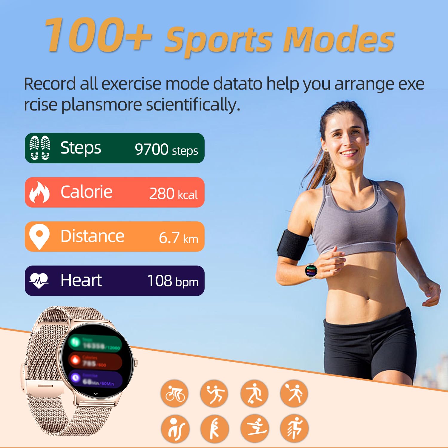 J-Cd Smart Watch For Women, 1.43 Inch Screen, Round Fitness Watches, Support Make&Receive Call/Bluetooth/Sleep Tracker, Ip68 Wat