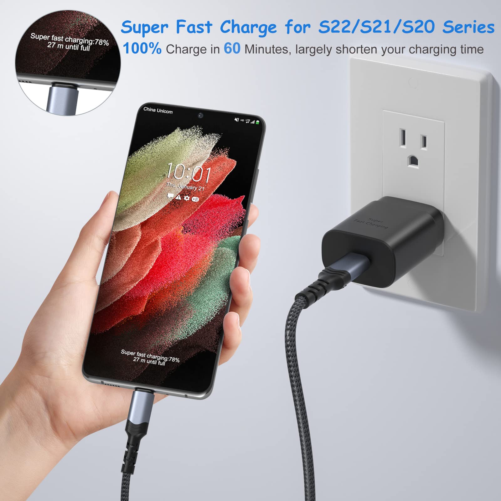 3 Pack 25W Usb C Charger Super Fast Charging Block For Samsung Galaxy S25 Ultra S24+ S23Fe Z Fold Flip Tab, Pd 3.0 Usb C Wall Ch