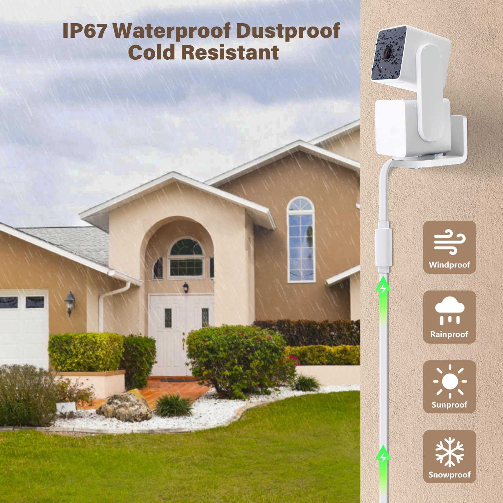 Delilyn 30Ft Power Extension Cable Compatible With Wyze Cam Og/V4/V3/V3 Pro, Wyze Cam Pan V2, Micro Usb 90 Degree Power Adapter