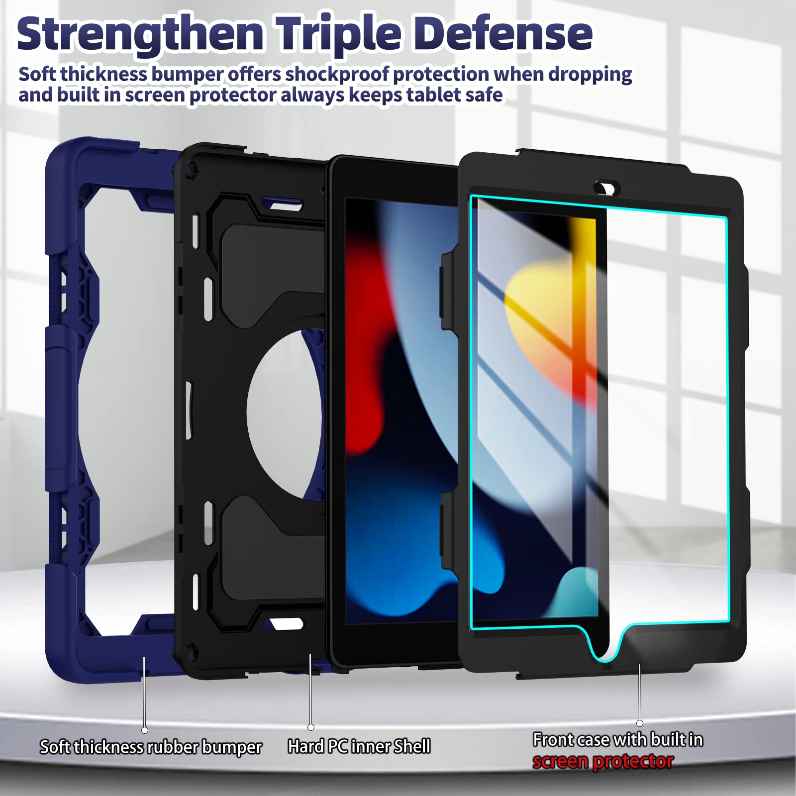 Roiskin For Ipad 9Th 8Th 7Th Generation Case(Ipad 10.2 Inch) With Hd Screen Protector For Kids[15Ft Drop Protection] Rugged Ipad