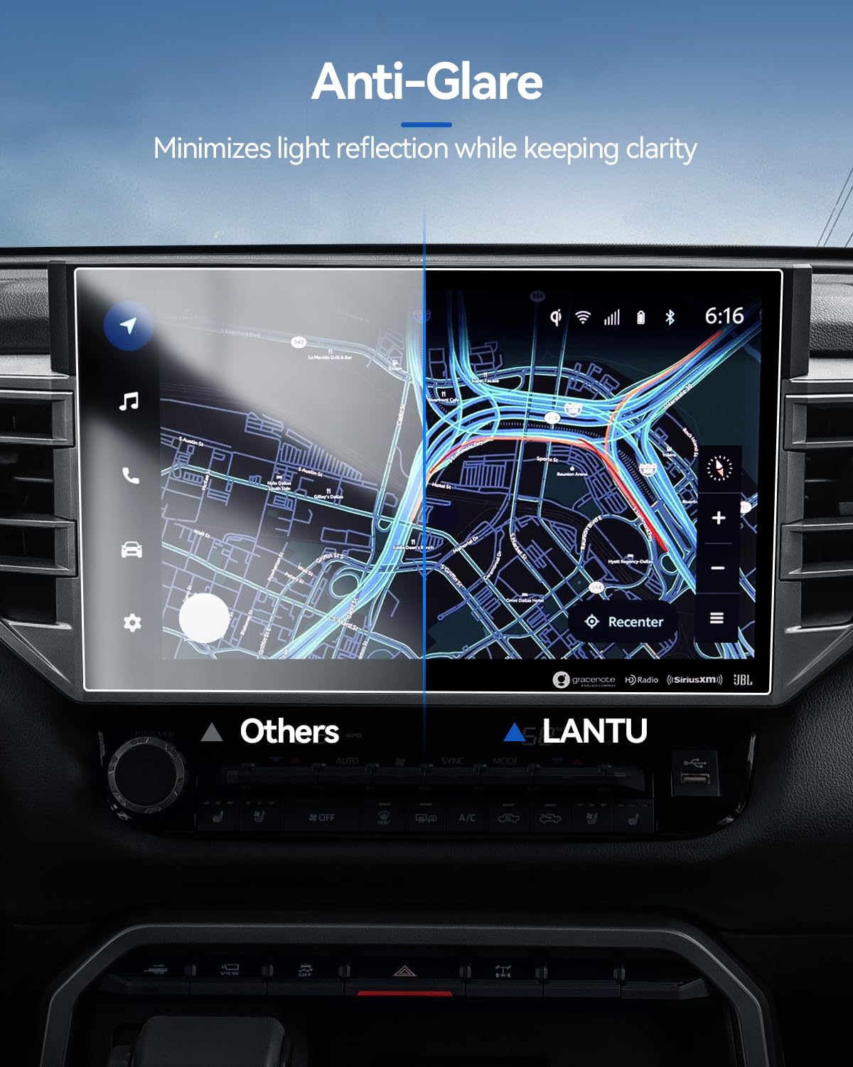 Lantu 2Pcs Car Screen Protector For 2022 2024 Toyota Tundra Accessories& 2023 2024 Sequoia 14'' Nano Gps Navigation Touchscreen