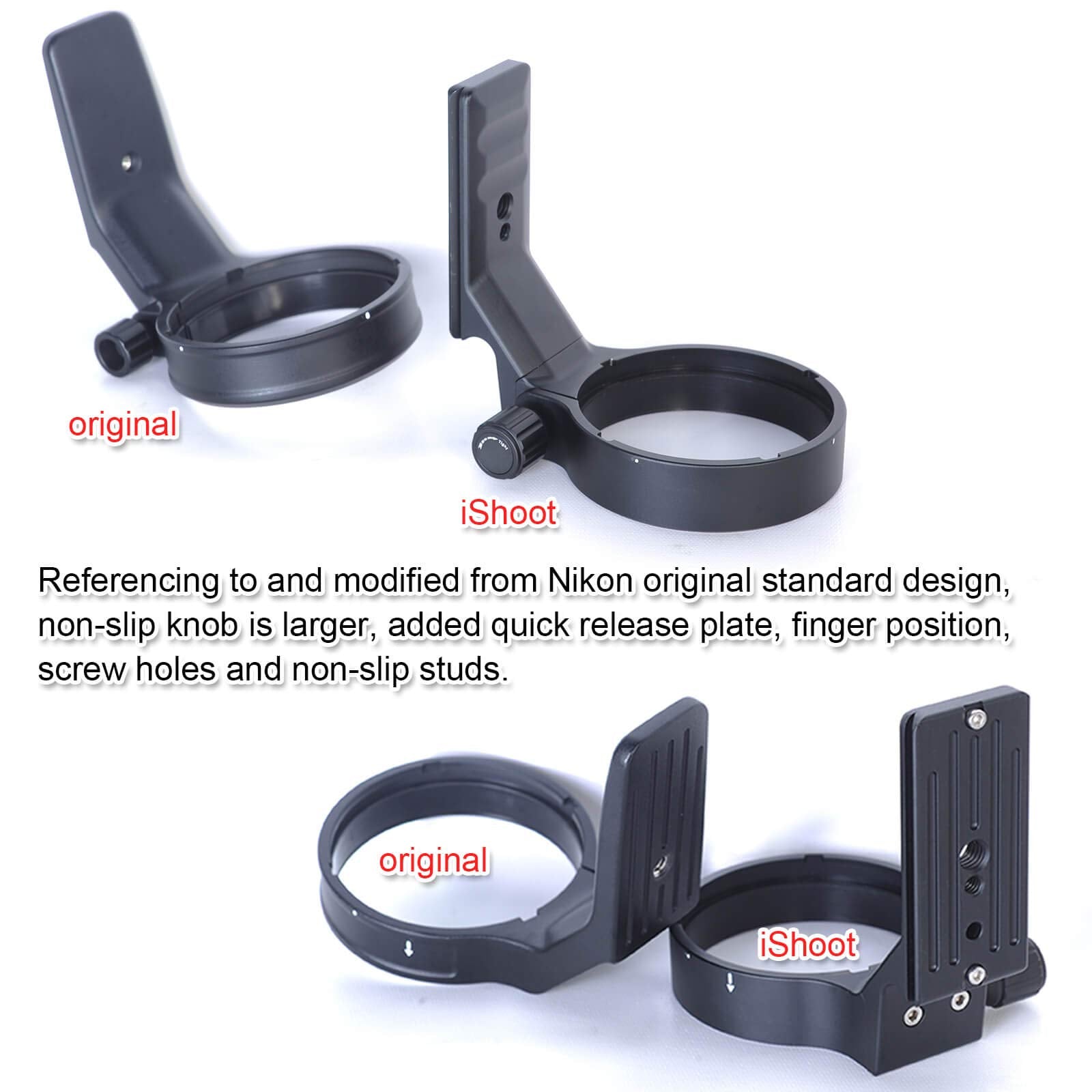 Ishoot Lens Collar Compatible With Nikon Af S Nikkor 200 500Mm F/5.6E Ed Vr, Lens Tripod Mount Ring Support Bracket Holder, Bott