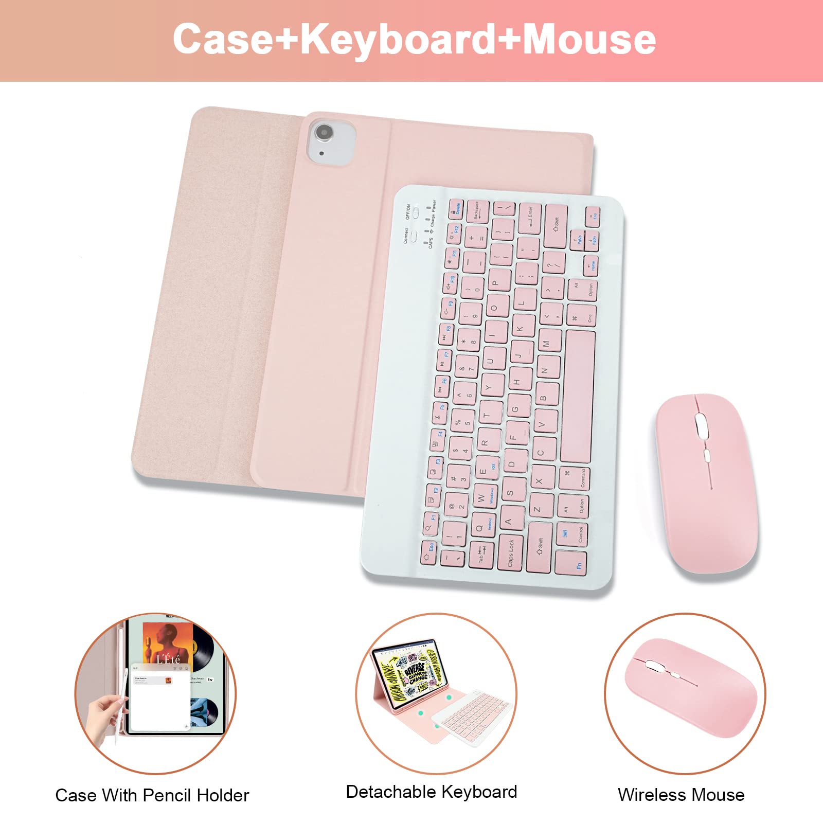 Soppy Keyboard Case For Ipad With Mouse, Compatible For Ipad Air 6Th (M2) 11'' 2024, Ipad Air 5Th, Ipad Air 4Th, Ipad Pro 11 Inc