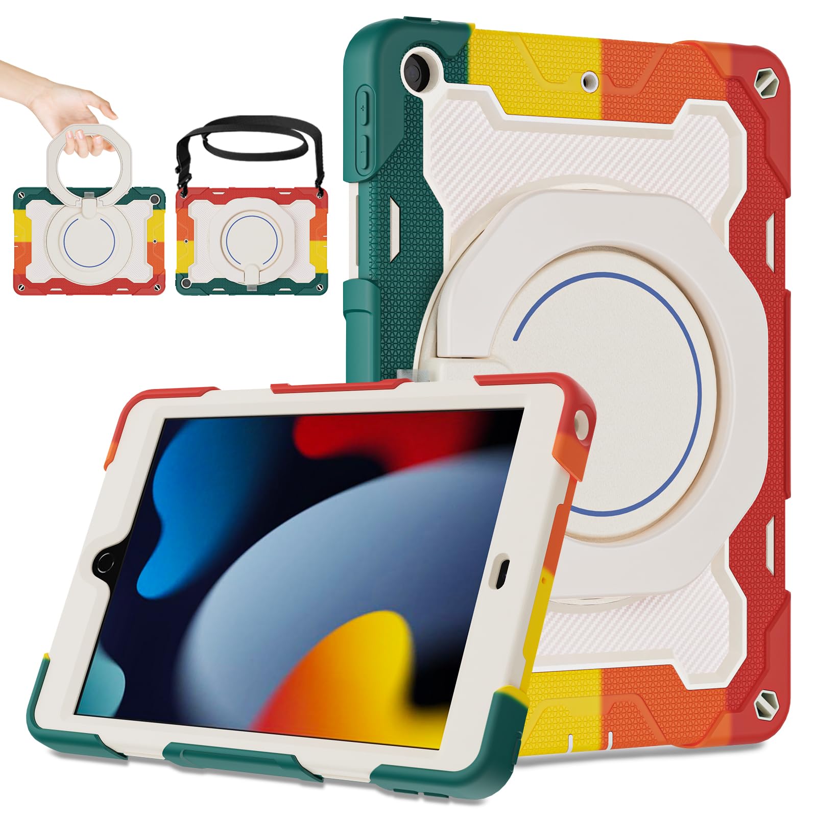 Roiskin For Ipad 10.2 Inch Ipad 9Th 8Th 7Th Generation Case With Screen Protector For Women With 360 Kickstand Shoulder Strap Ha