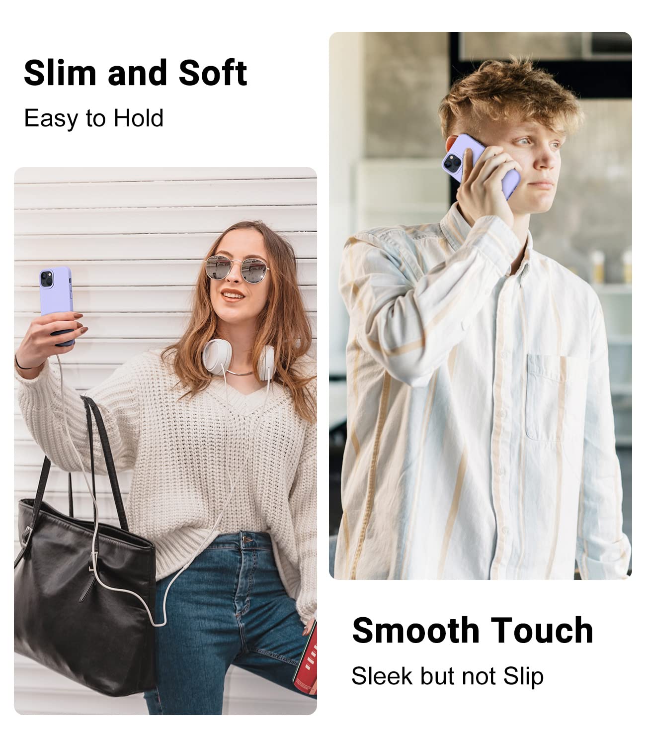 Otofly Designed For Iphone 13 Case, Silicone Shockproof Slim Thin Phone Case For Iphone 13 6.1 Inch Light Purple