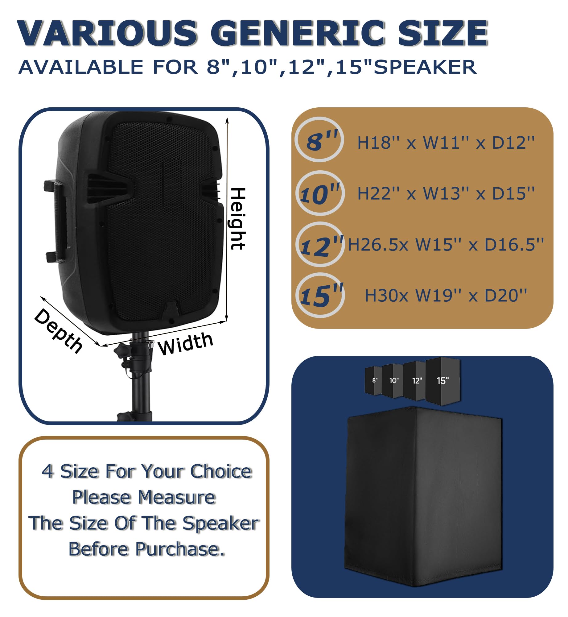 Tifile 10 Inch Outdoor Speaker Cover, Pa/Dj Lightweight Powered Speaker Cover Bag, Upright Powered Speaker Cover, Protective Clo