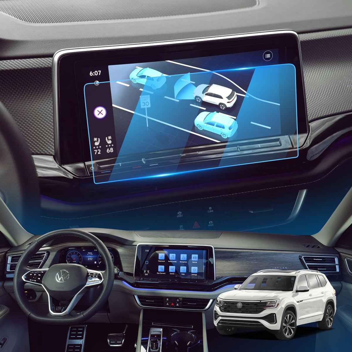 Lfotpp Screen Protector For 2024 V W Atlas [Se/Se With Technology/Sel/Sel Premium R-Line] 12In Glass Screen Protector Infotainment Atlas 2024 Center Touch Screen Protector 2024 Atlas Accessories