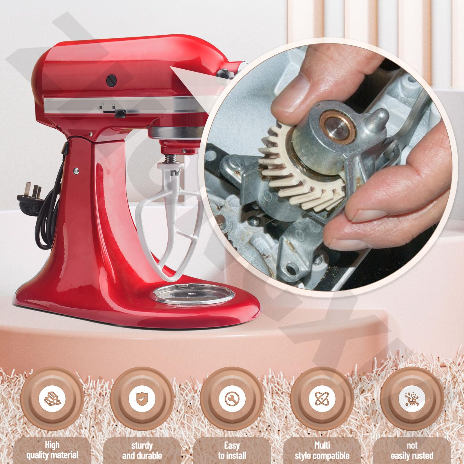 W10112253 Worm Gear Compatible With Whirlpool Kitchen Aid Mixers W10112253 Mixer Worm Gear Replace 4162897 Ap4295669 4161531 Wpw