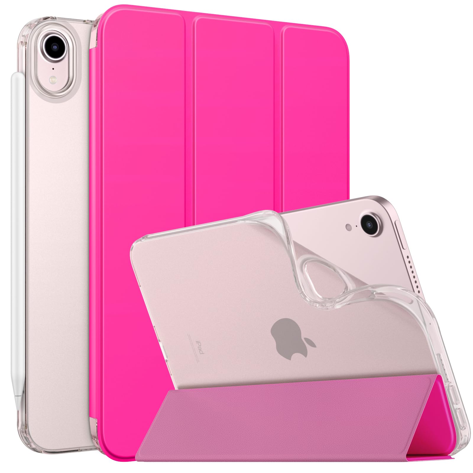 MoKo Case Fit New iPad Mini 7 (A17 Pro) 2024, iPad Mini 6th Generation Case 2021 (8.3 inch), iPad Mini 6 Case, Soft TPU Translucent Frosted Back Cover Case for iPad Mini 7th, Pitaya Red